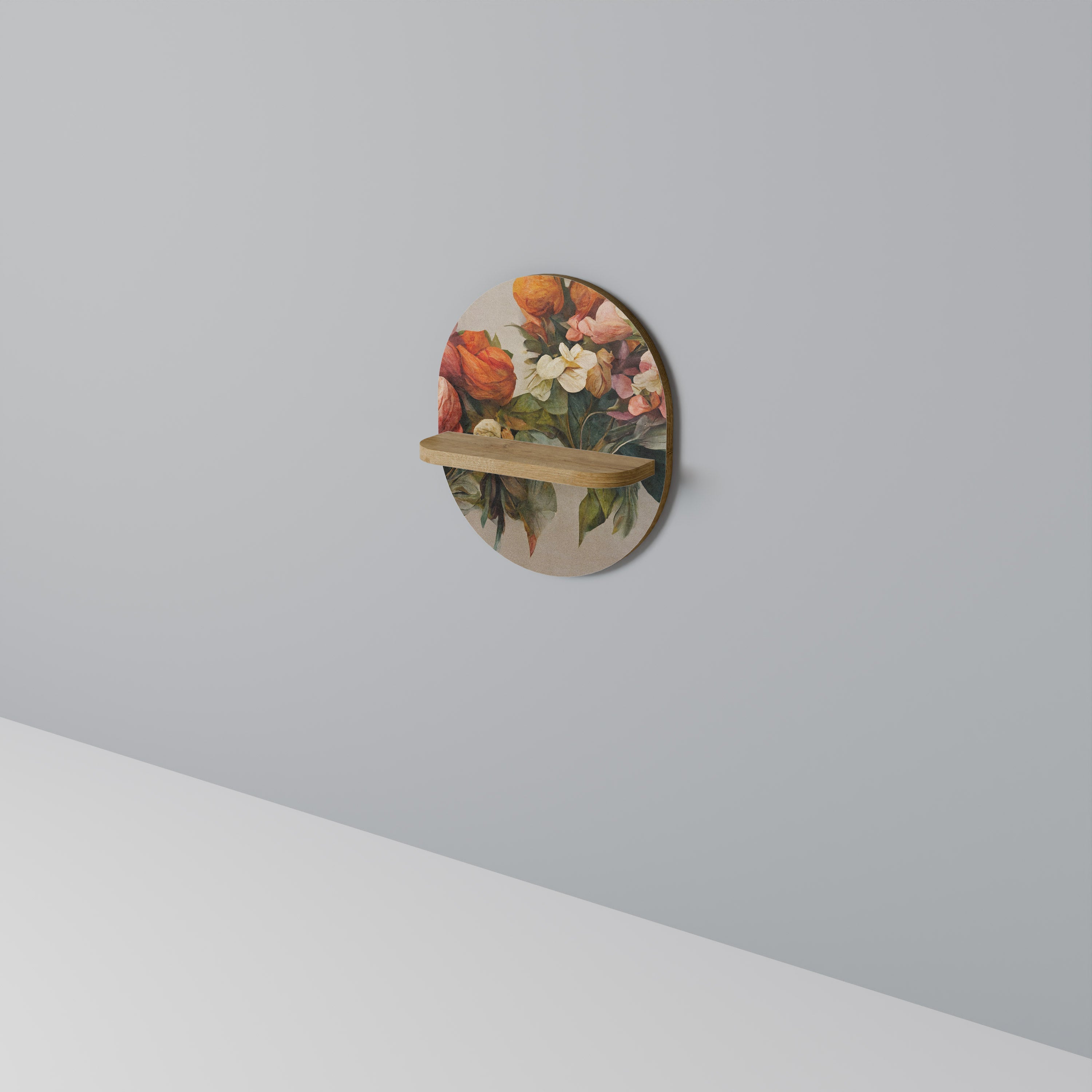 STYLISH BEAUTY Prateleira Oval Decorativa em Efeito Carvalho