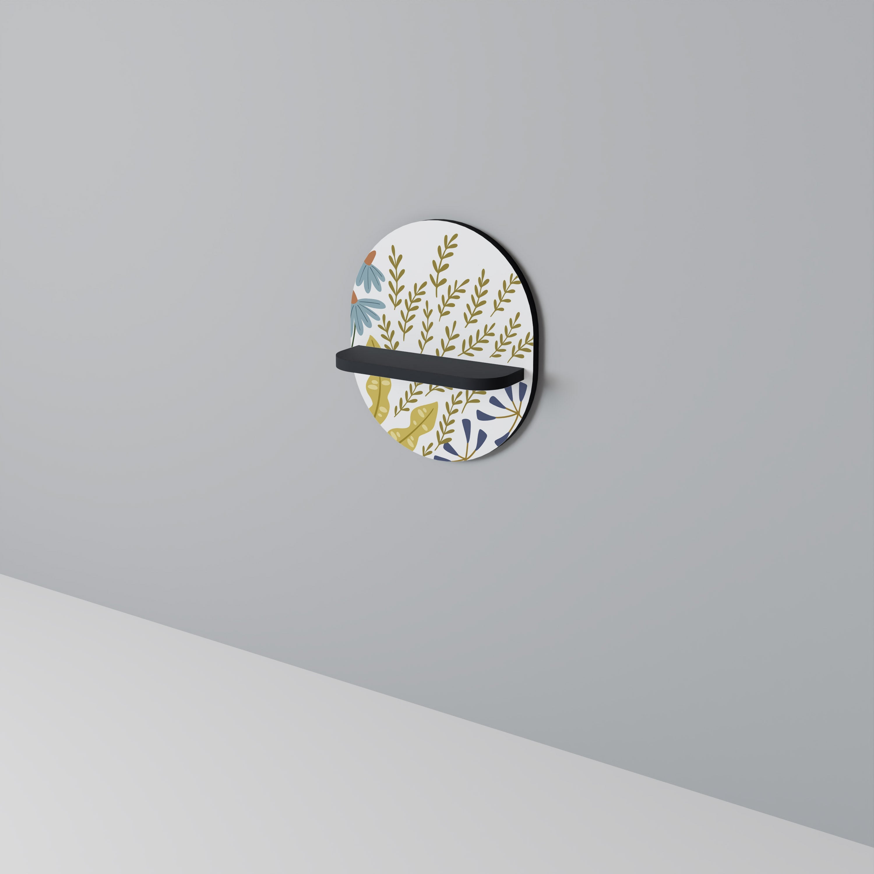 HELLO SPRING Prateleira Oval Decorativa em Acabamento Preto