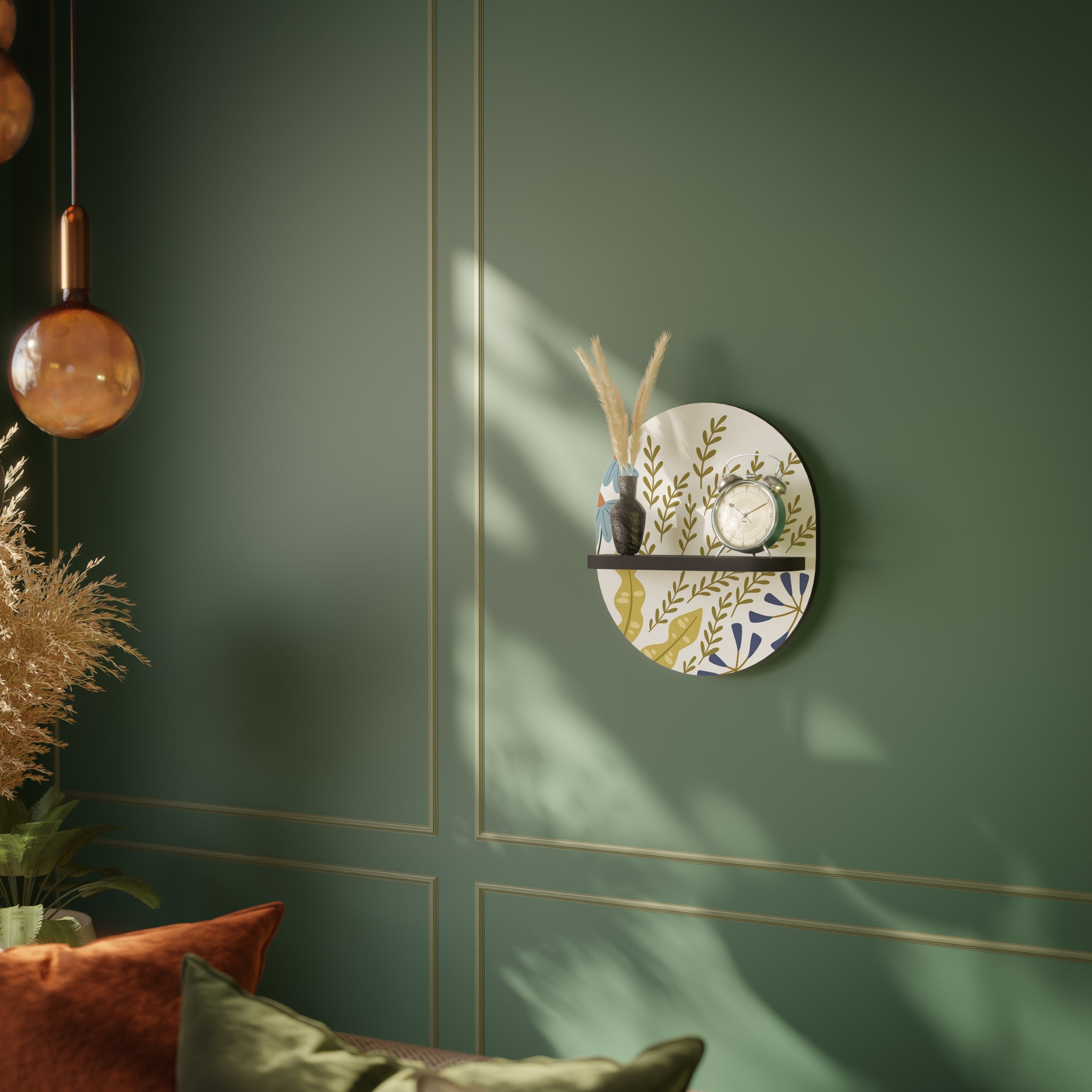 HELLO SPRING Prateleira Oval Decorativa em Acabamento Preto