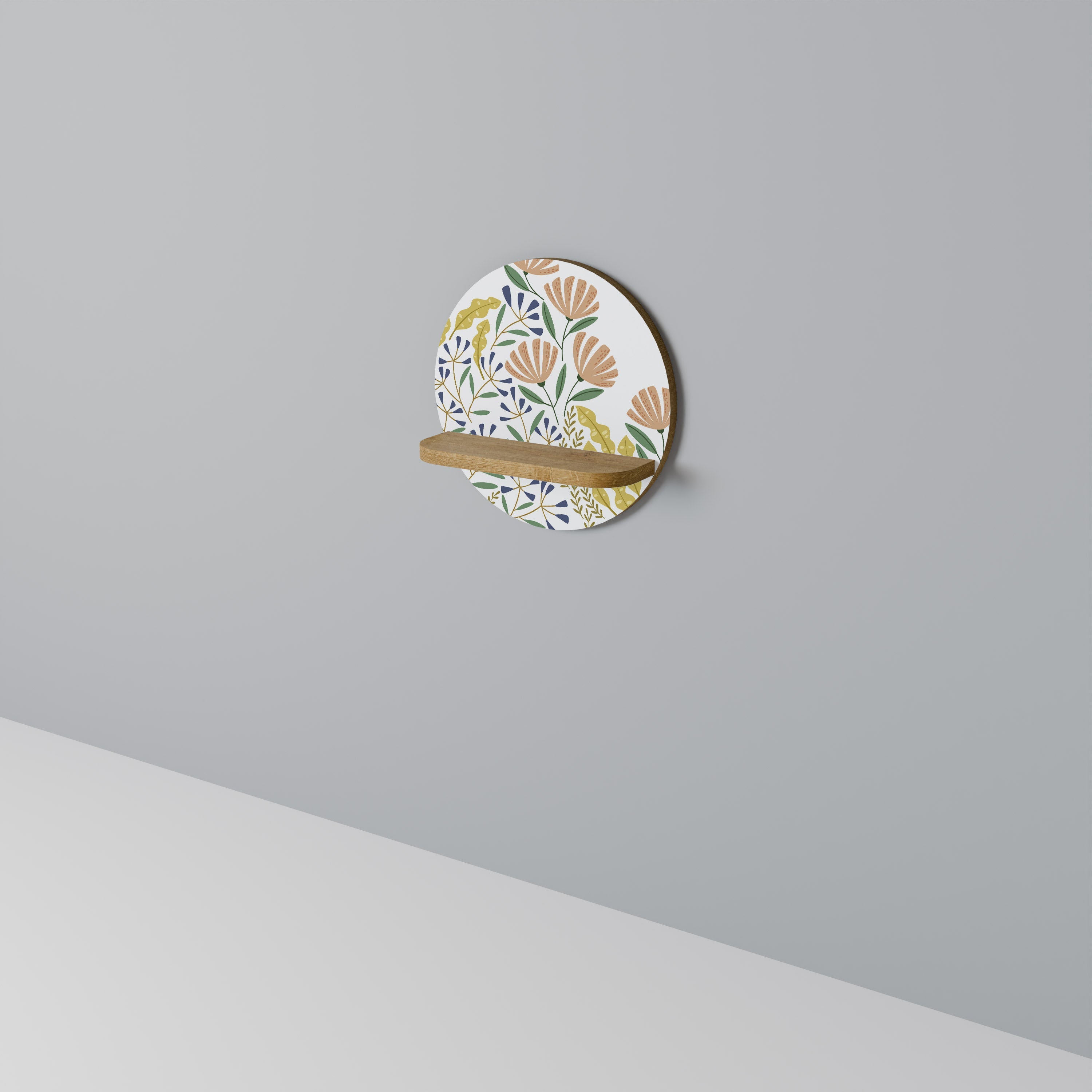 HELLO SPRING Prateleira Redonda Decorativa em Efeito Carvalho