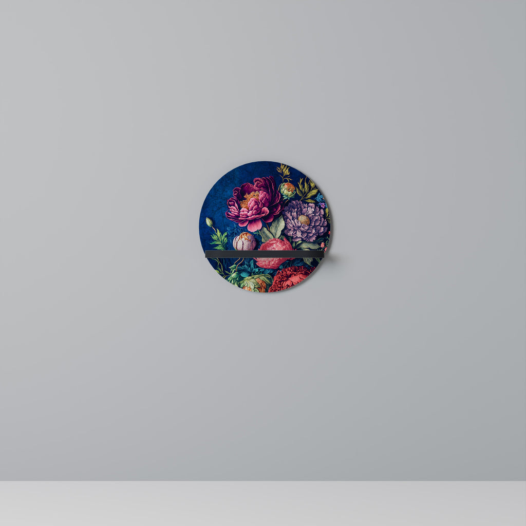 BLOOMING ELEGANCE Prateleira Redonda Decorativa em Acabamento Preto