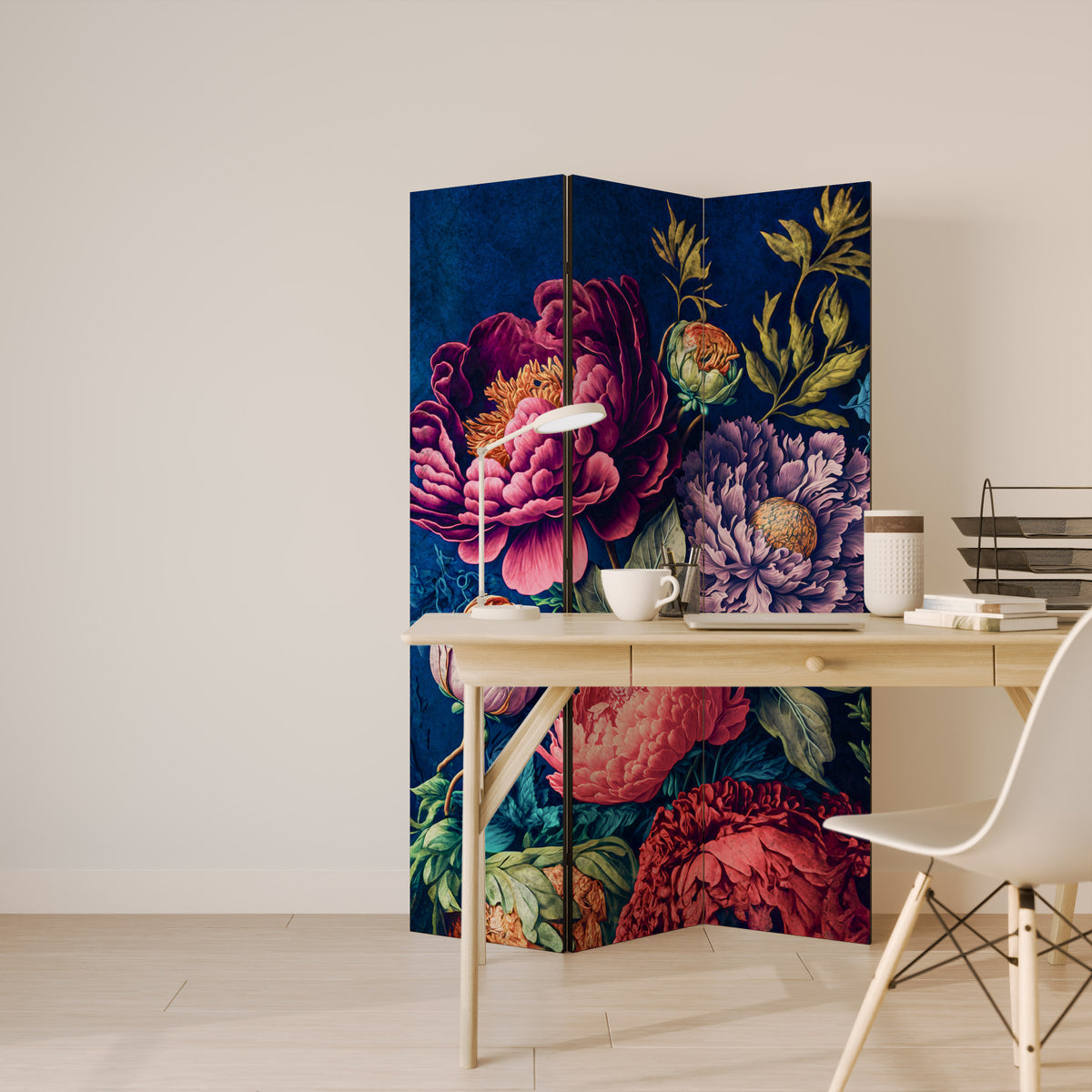 BLOOMING ELEGANCE Biombo de 3 Painéis