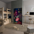 BLOOMING ELEGANCE Biombo Decorativo de 3 Painéis