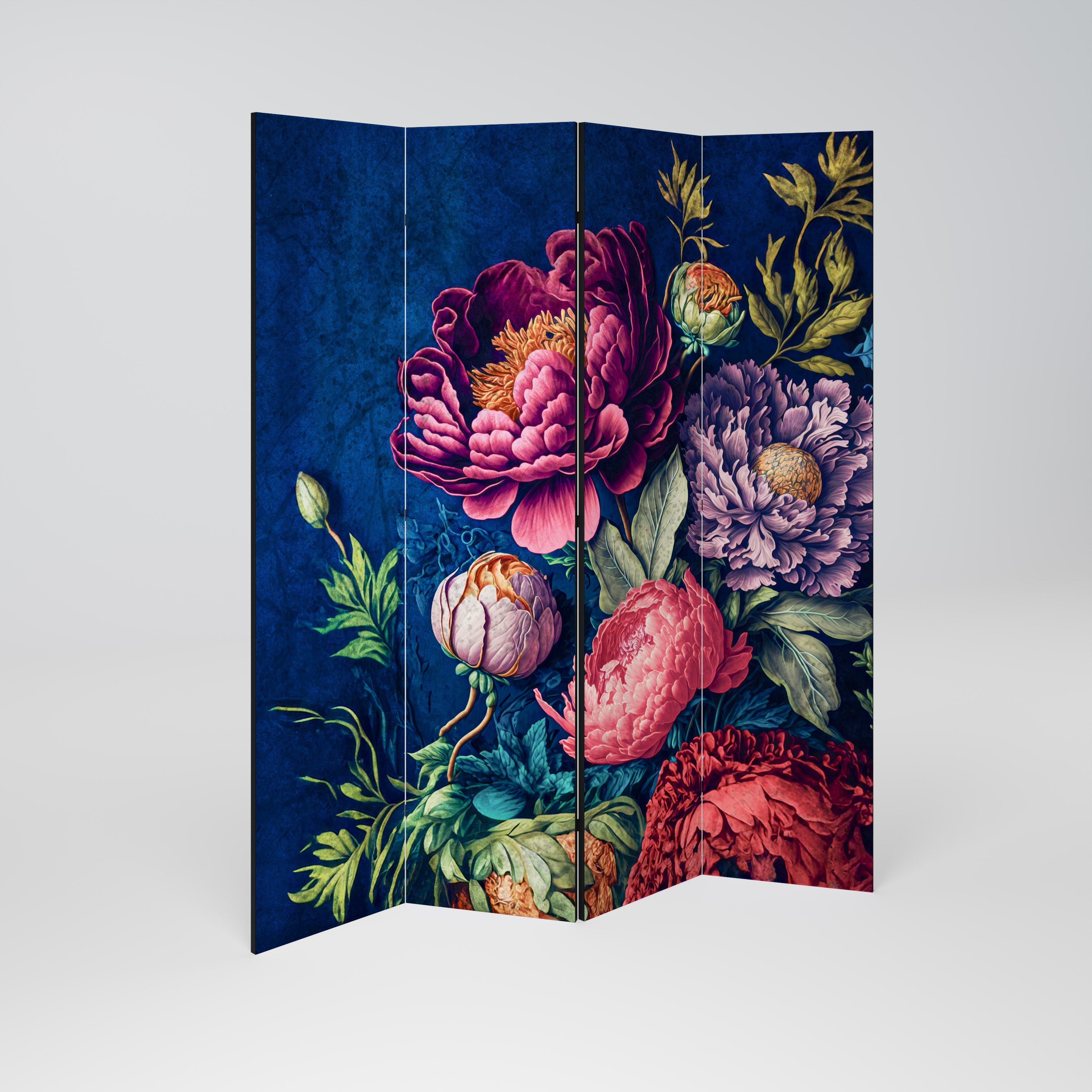 BLOOMING ELEGANCE Biombo Decorativo de 4 Painéis