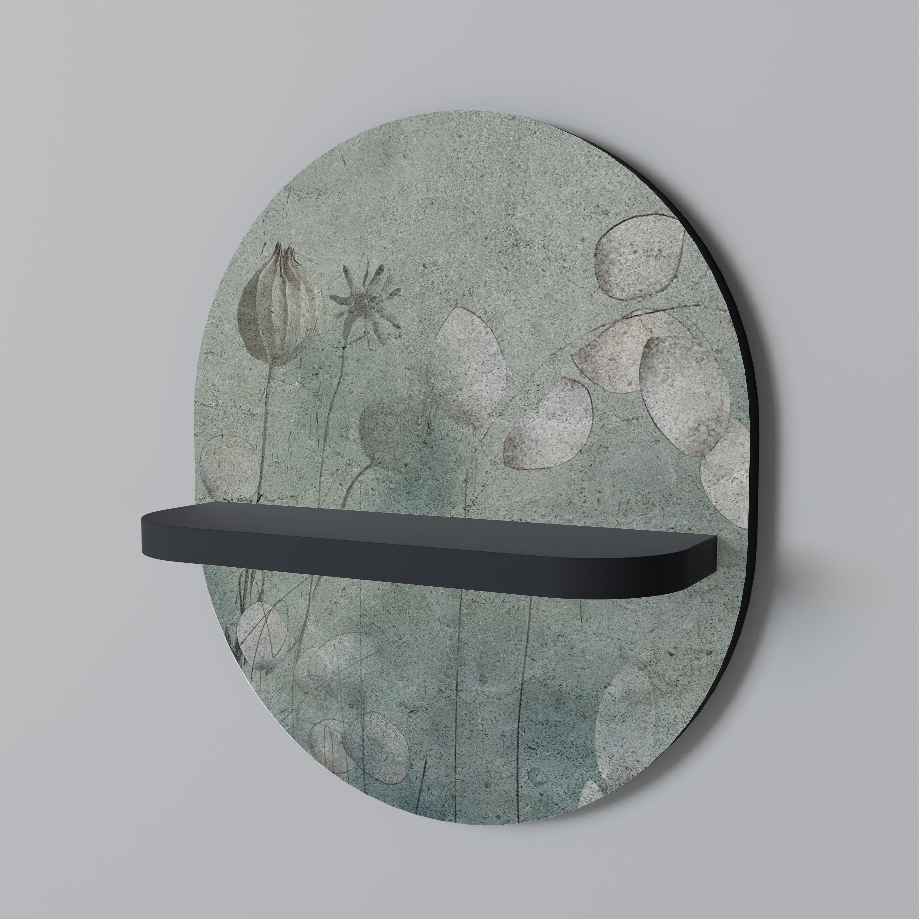 NIGHT LADY Prateleira Oval Decorativa em Acabamento Preto