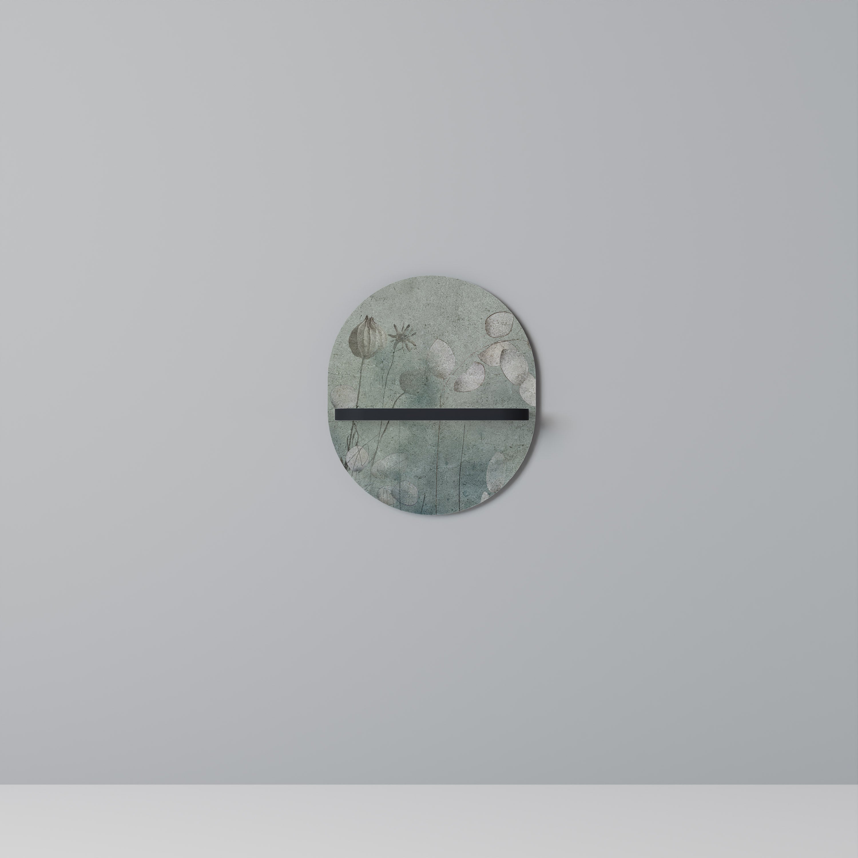 NIGHT LADY Prateleira Oval Decorativa em Acabamento Preto