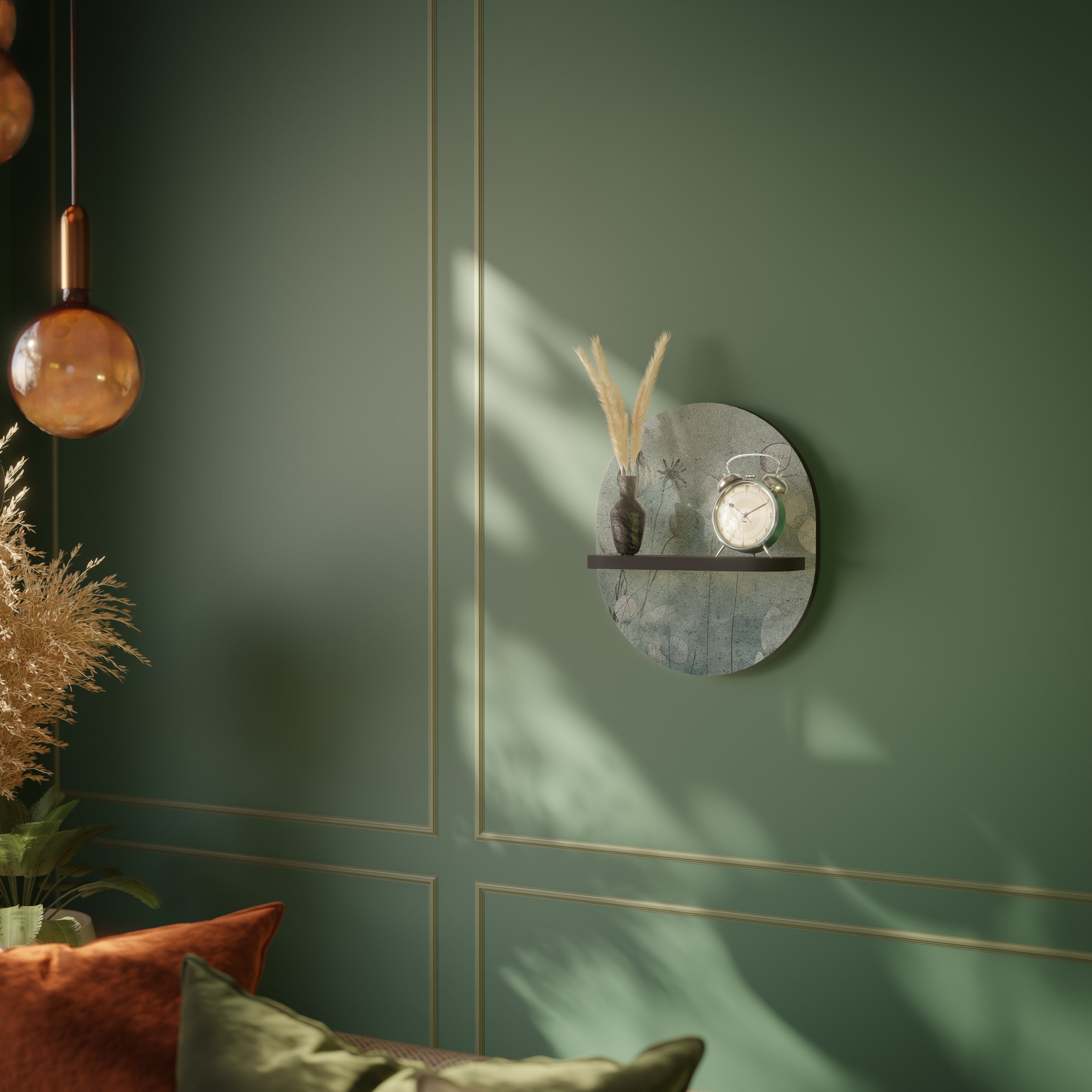 NIGHT LADY Prateleira Oval Decorativa em Acabamento Preto