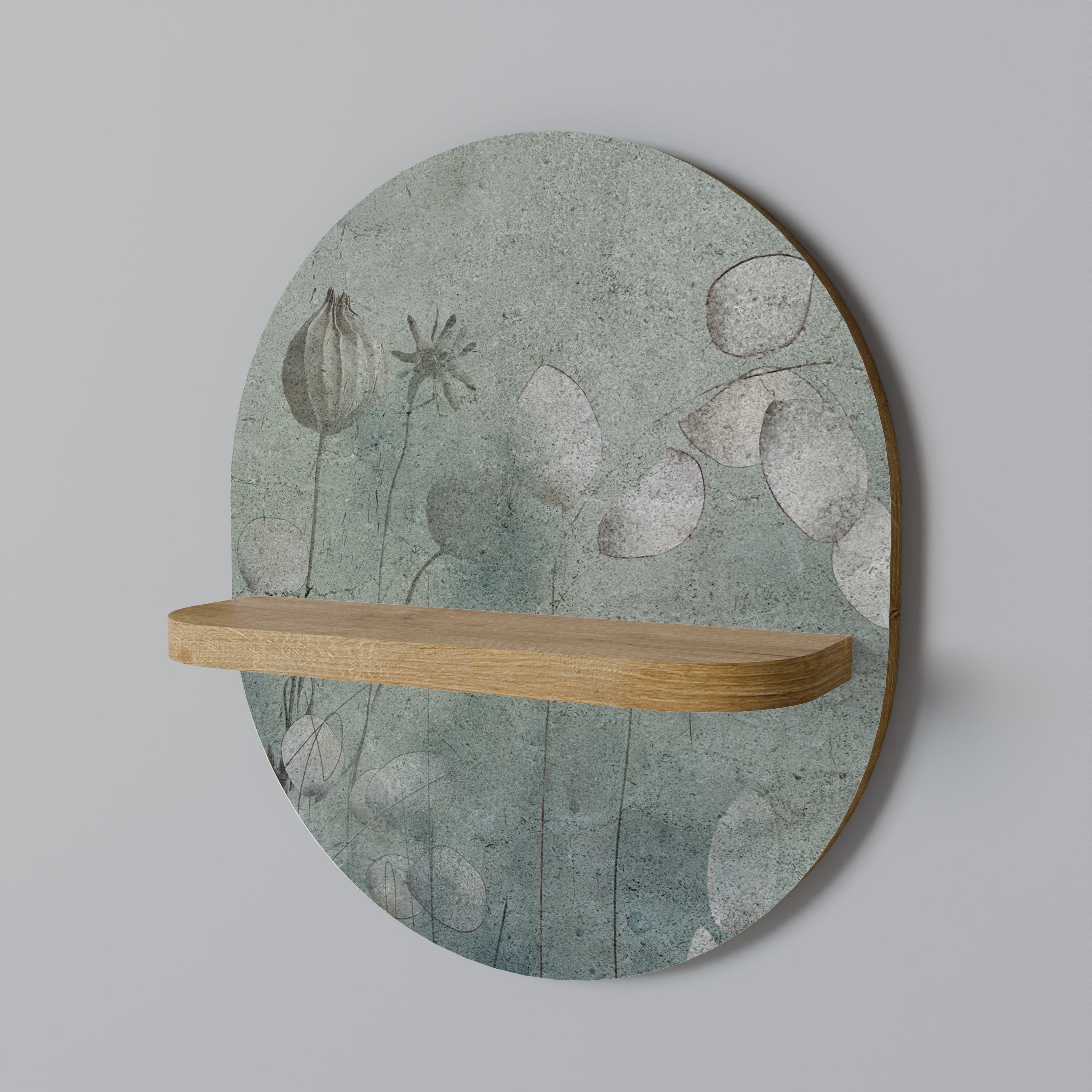 NIGHT LADY Prateleira Oval Decorativa em Efeito Carvalho