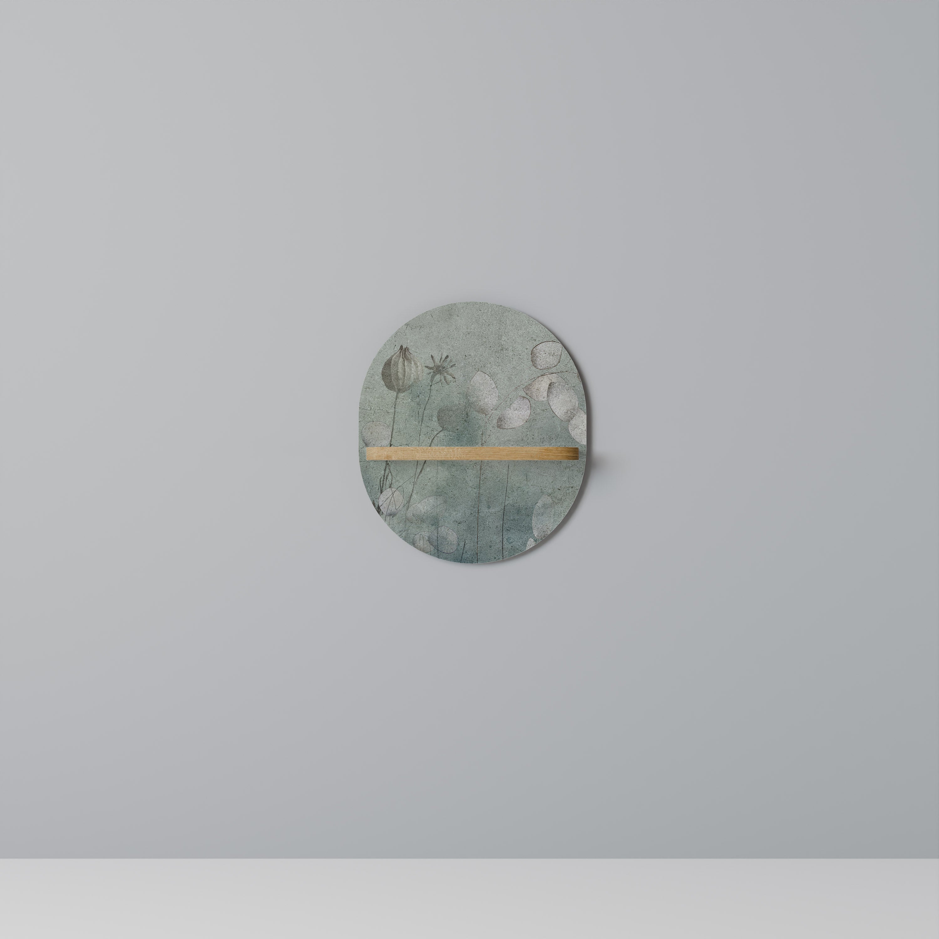 NIGHT LADY Prateleira Oval Decorativa em Efeito Carvalho