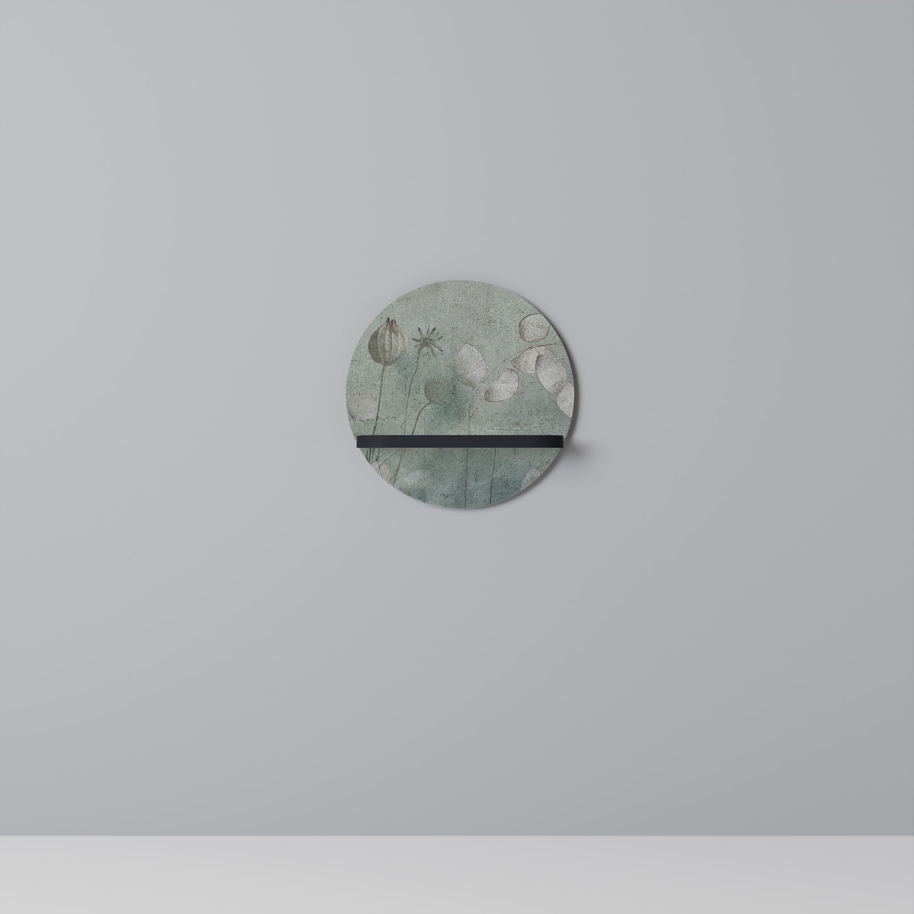 NIGHT LADY Round Art Shelf In Black Finish