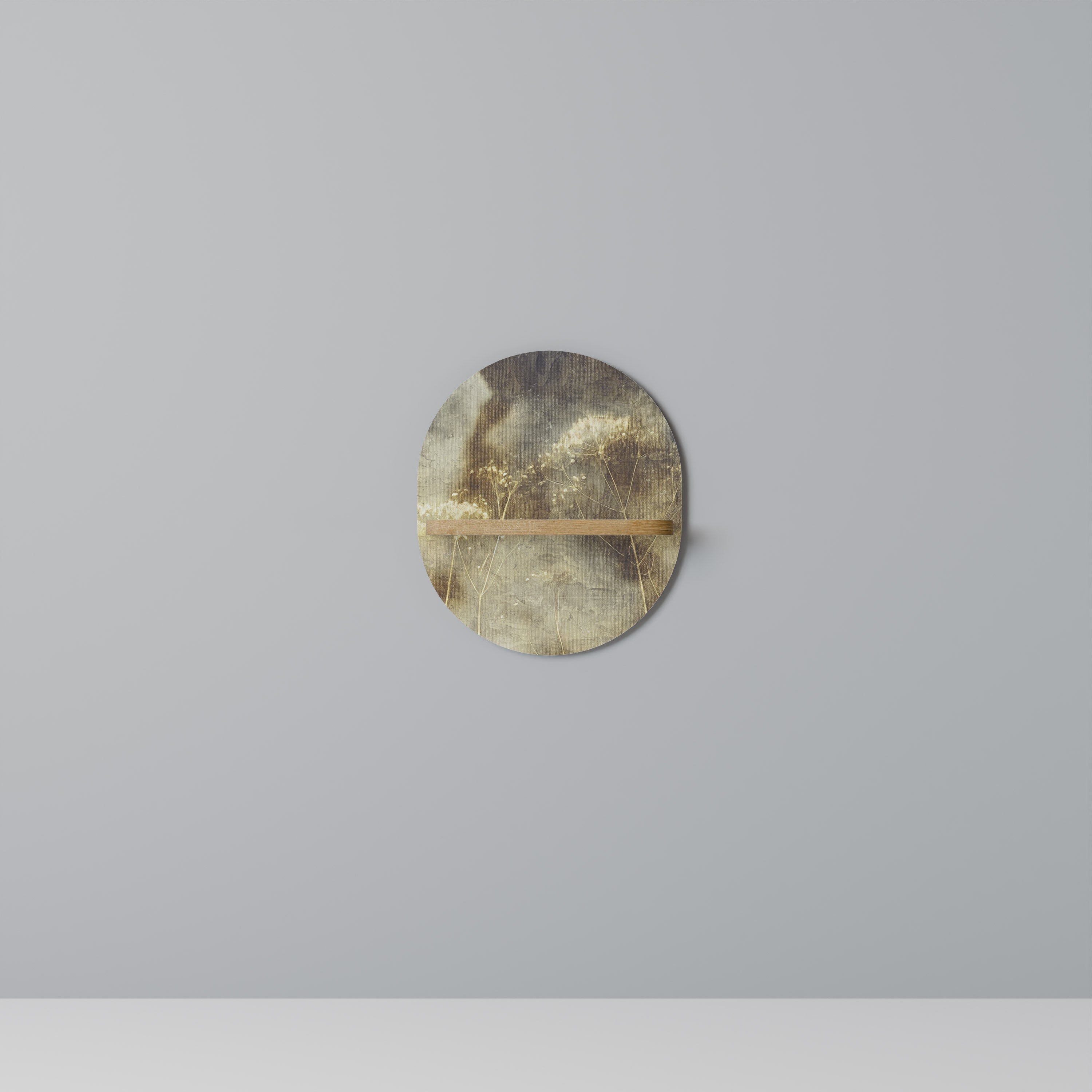 GENTLE POWER Prateleira Oval Decorativa em Efeito Carvalho