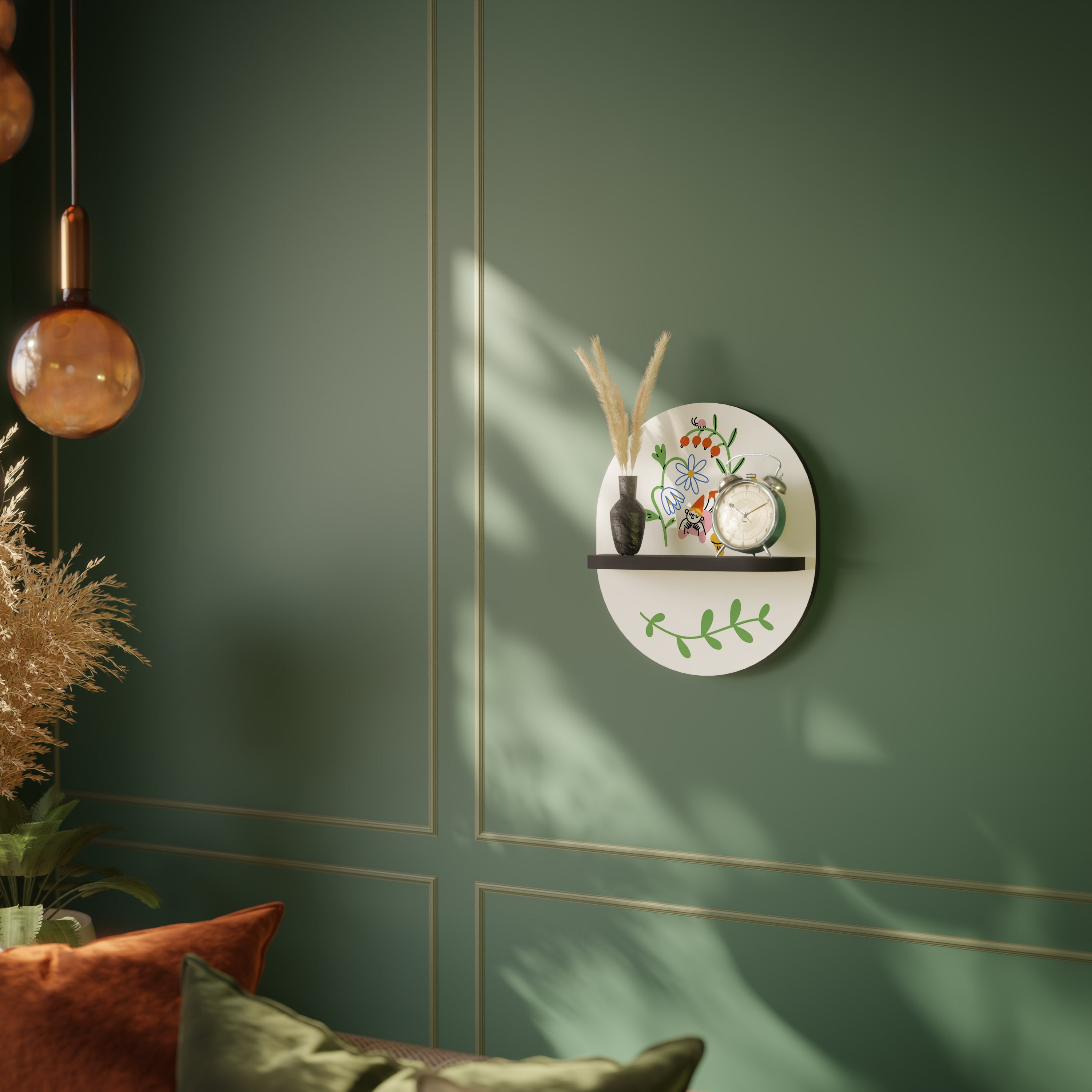 GARDEN LIFE Prateleira Oval Decorativa em Acabamento Preto