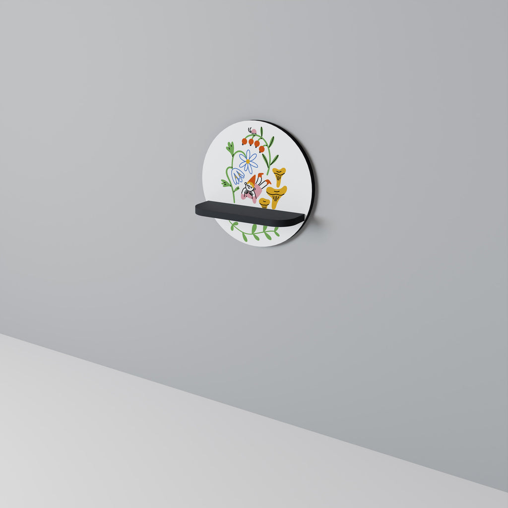 GARDEN LIFE Round Art Shelf In Black Finish