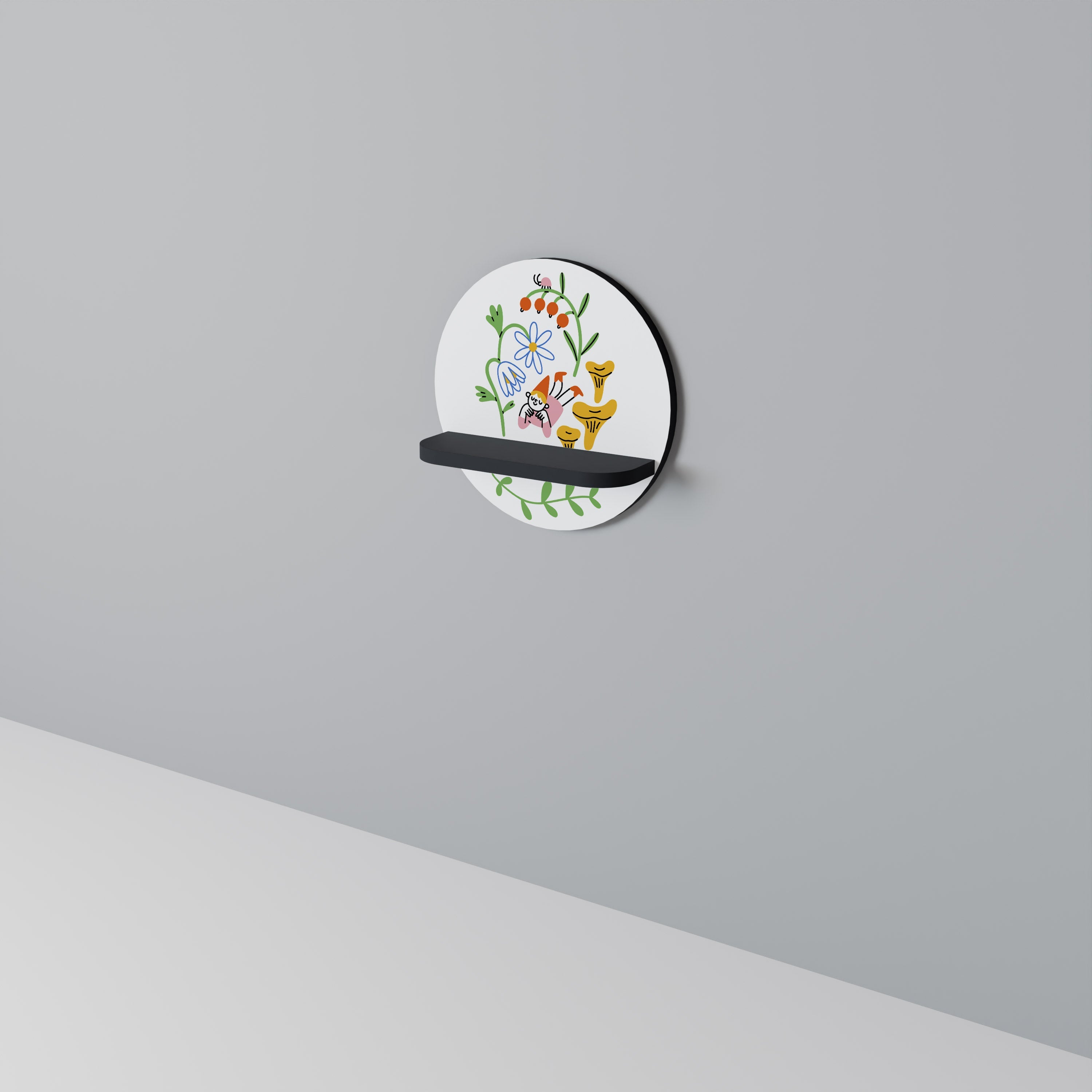 GARDEN LIFE Round Art Shelf In Black Finish