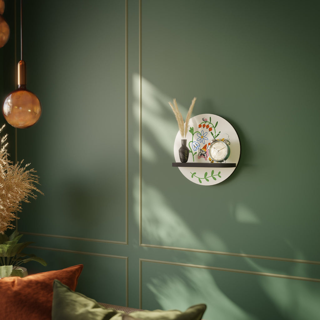 GARDEN LIFE Round Art Shelf In Black Finish