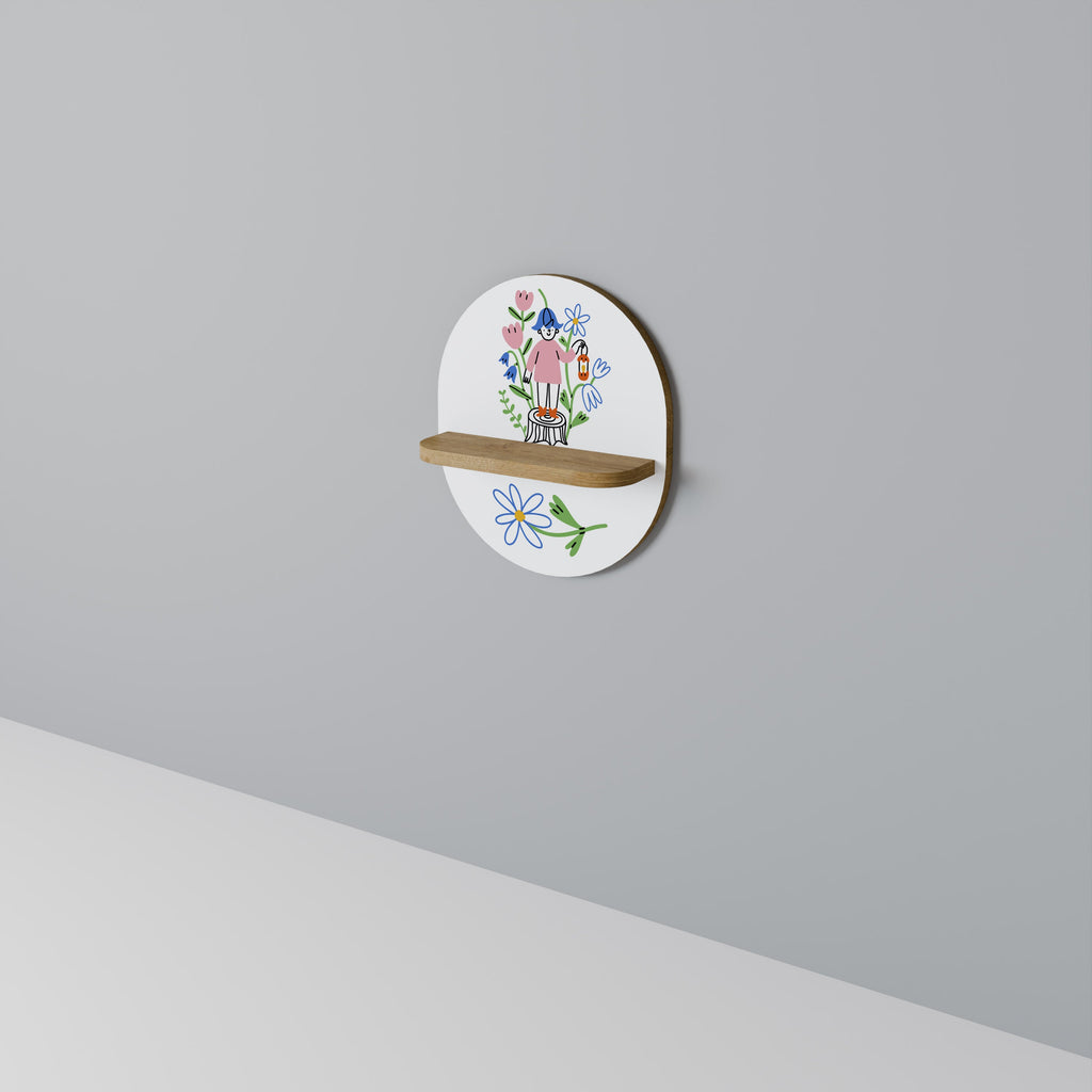 GARDEN GUARDIAN Prateleira Oval Decorativa em Efeito Carvalho