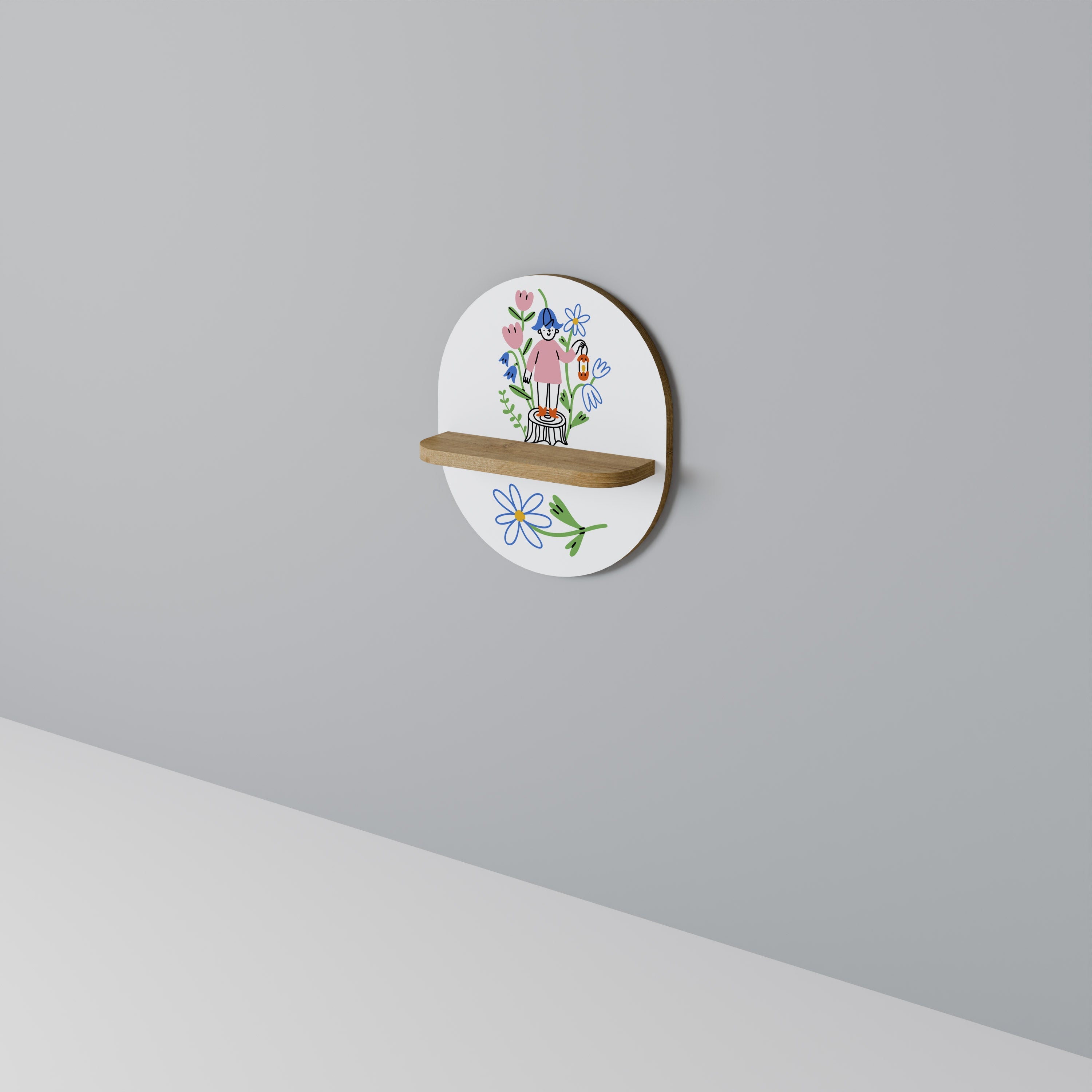 GARDEN GUARDIAN Prateleira Oval Decorativa em Efeito Carvalho