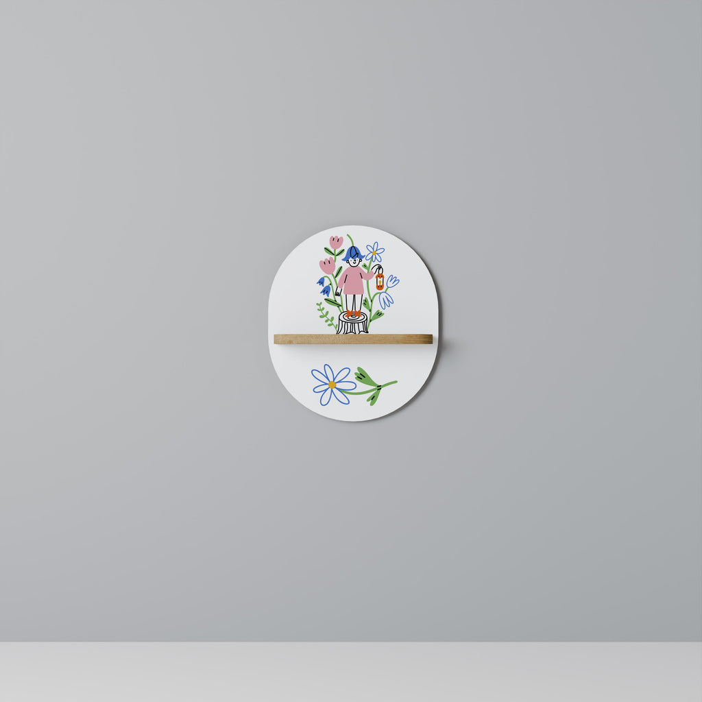 GARDEN GUARDIAN Prateleira Oval Decorativa em Efeito Carvalho