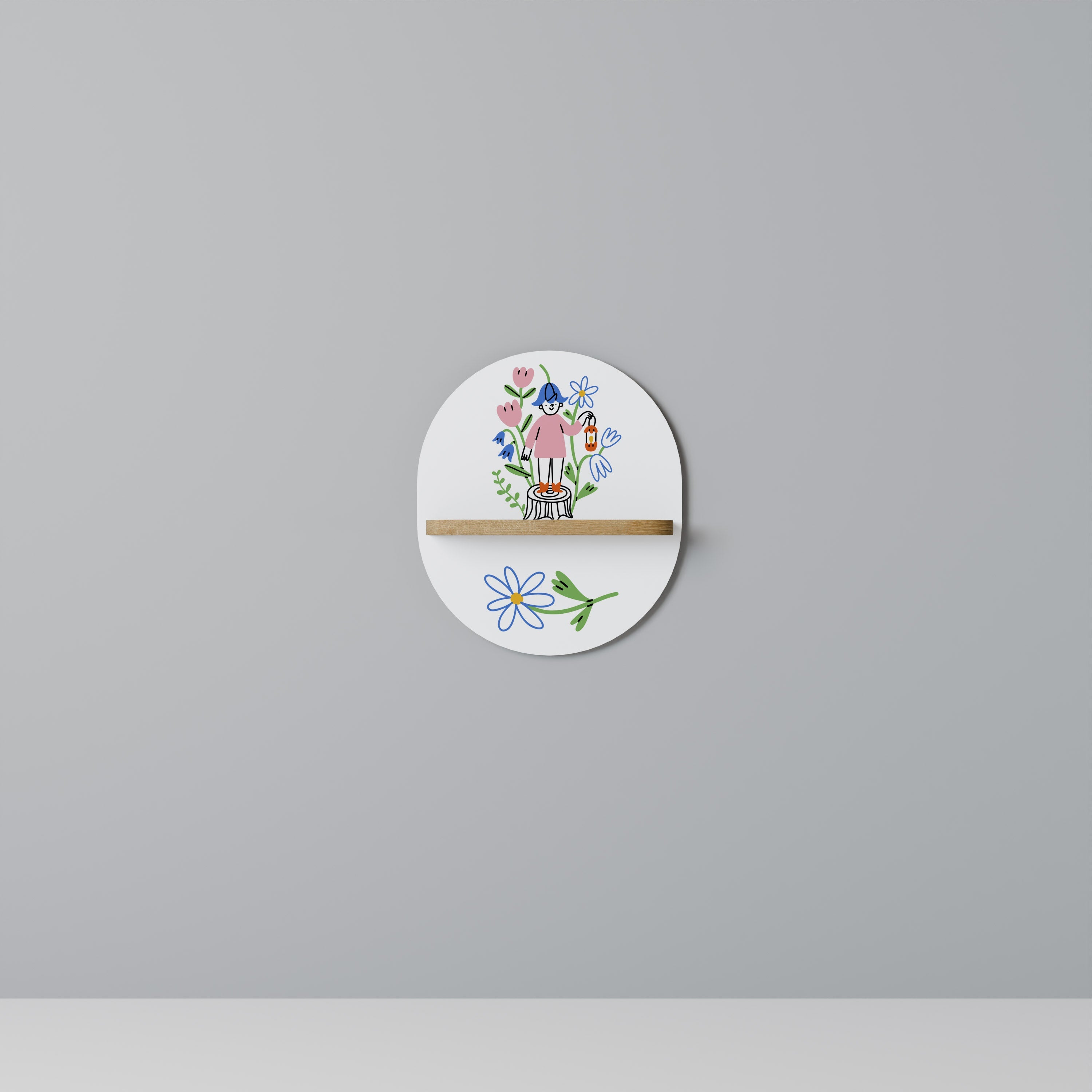 GARDEN GUARDIAN Prateleira Oval Decorativa em Efeito Carvalho