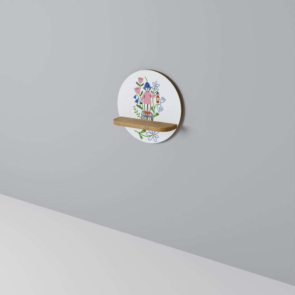 GARDEN GUARDIAN Prateleira Redonda Decorativa em Efeito Carvalho