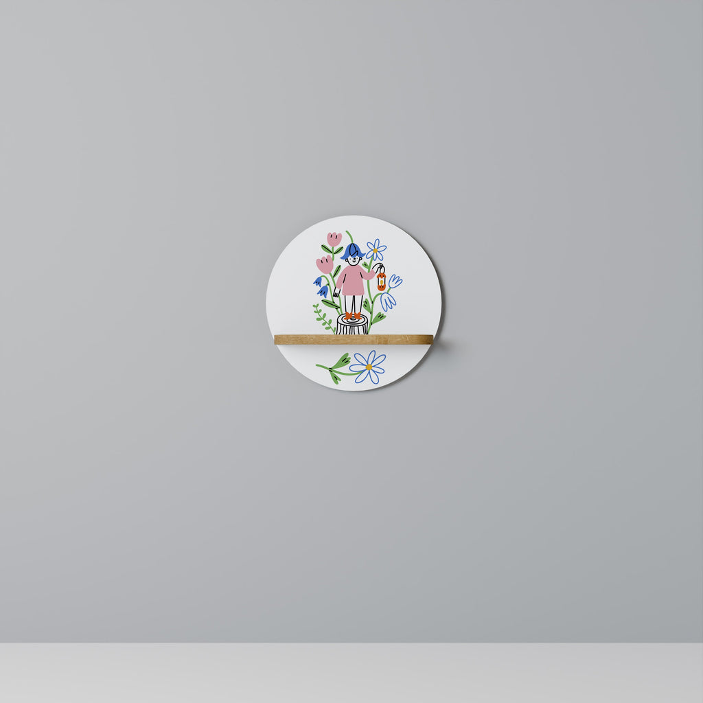 GARDEN GUARDIAN Prateleira Redonda Decorativa em Efeito Carvalho