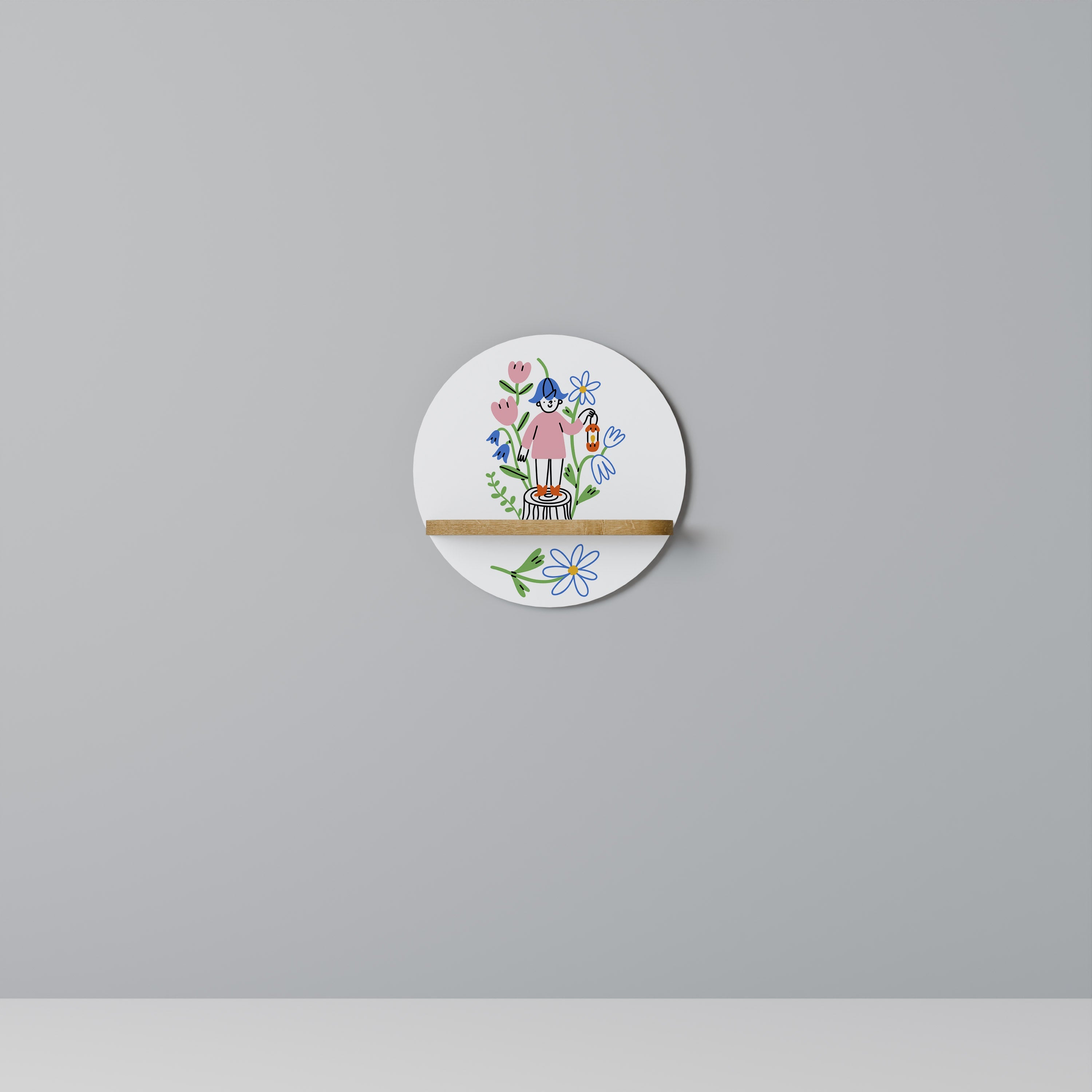 GARDEN GUARDIAN Prateleira Redonda Decorativa em Efeito Carvalho