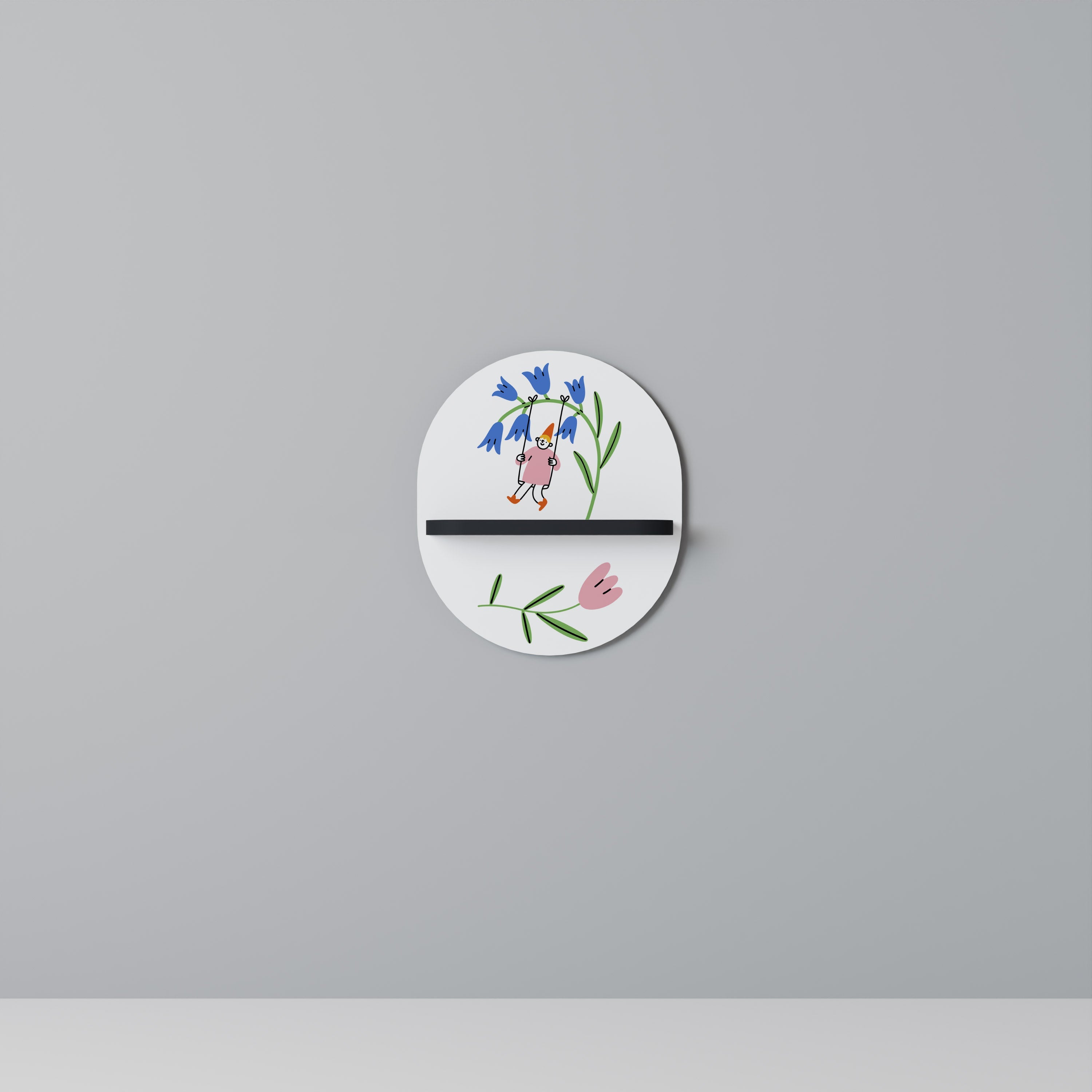 GARDEN JOY Prateleira Oval Decorativa em Acabamento Preto