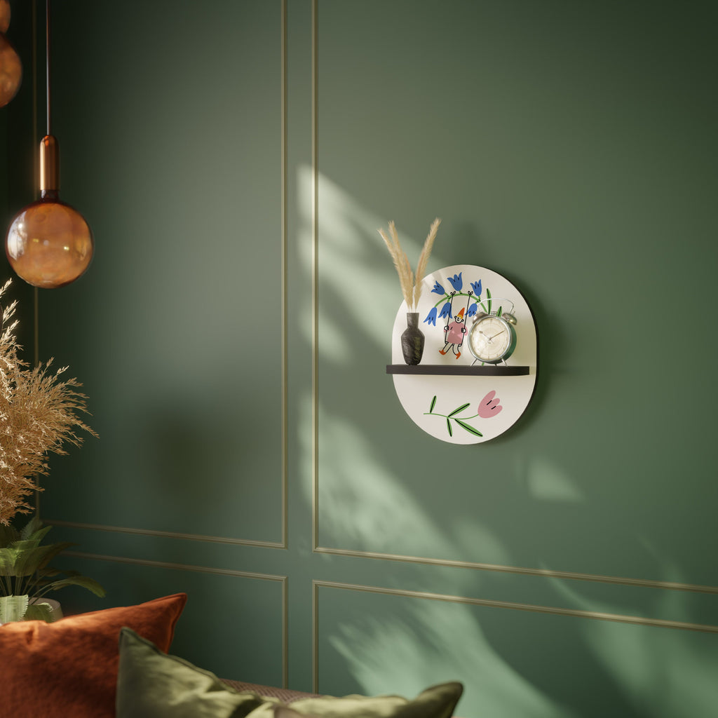 GARDEN JOY Prateleira Oval Decorativa em Acabamento Preto