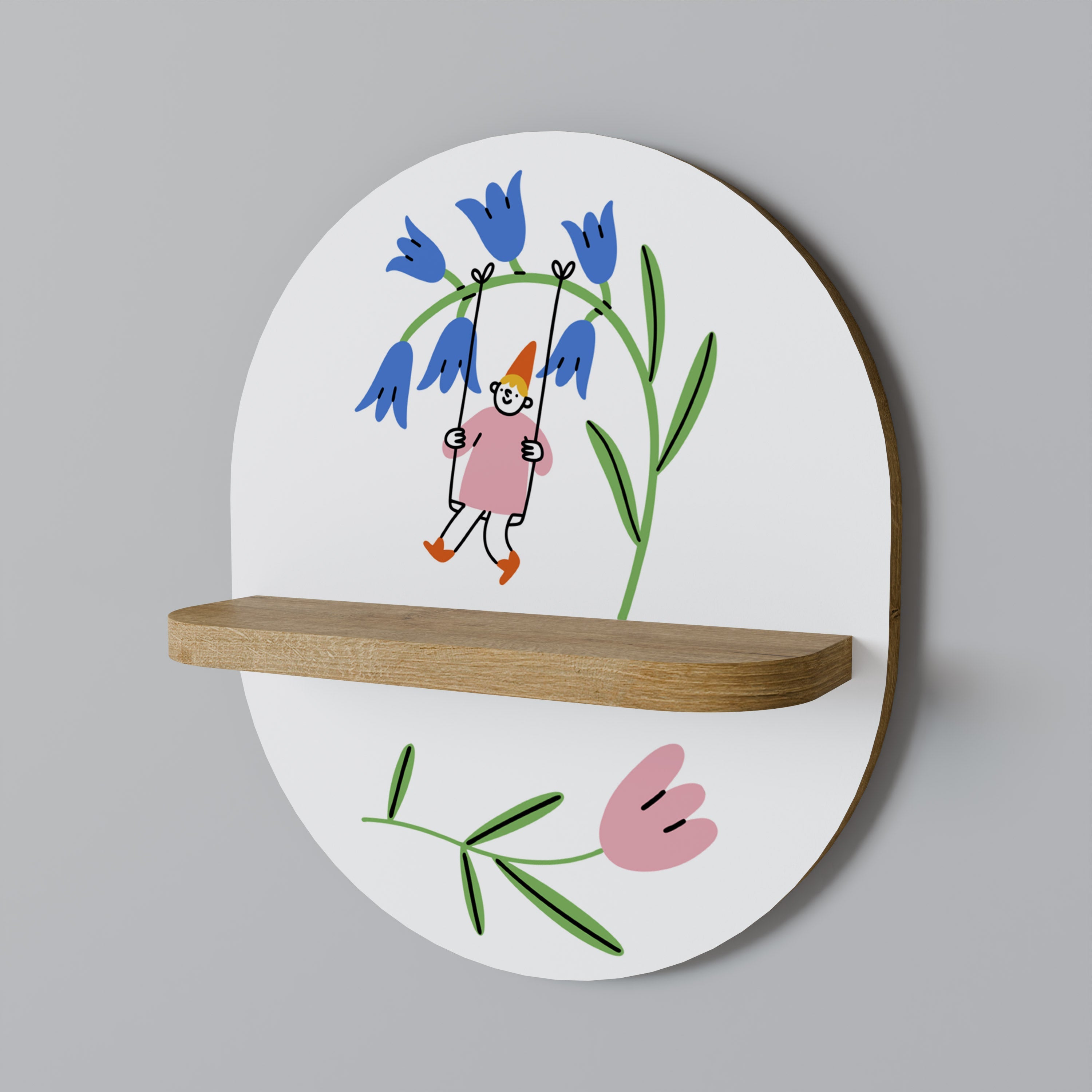 GARDEN JOY Prateleira Oval Decorativa em Efeito Carvalho