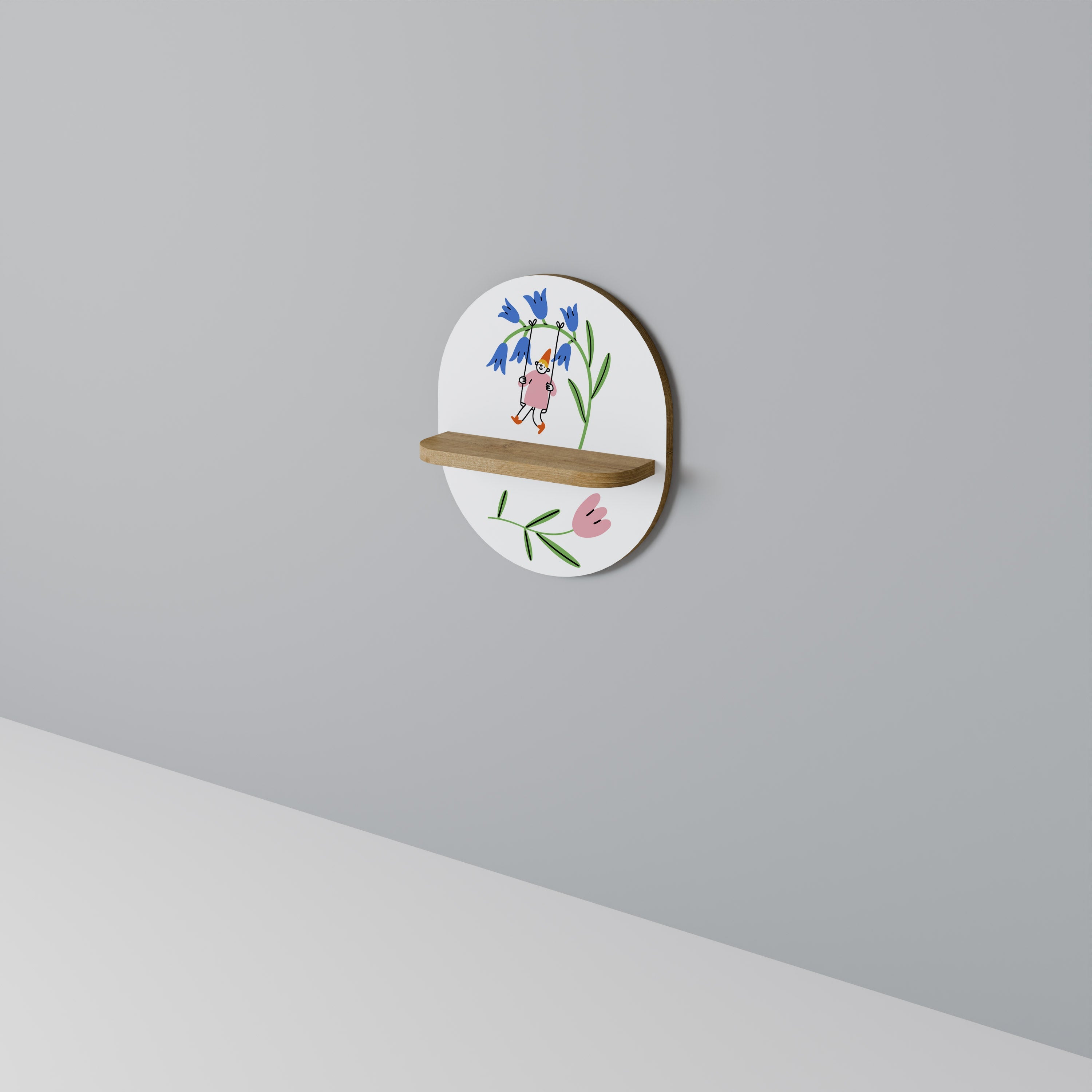 GARDEN JOY Prateleira Oval Decorativa em Efeito Carvalho