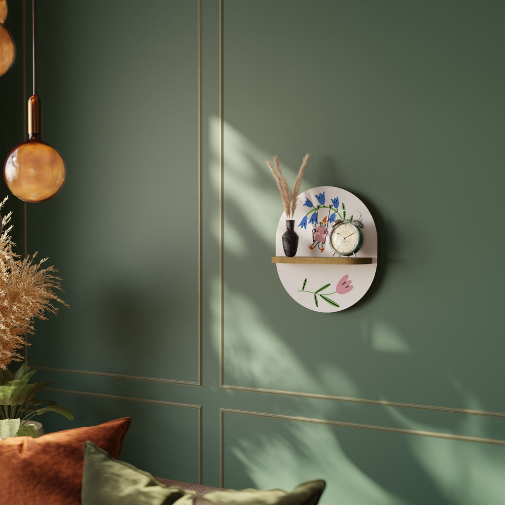 GARDEN JOY Prateleira Oval Decorativa em Efeito Carvalho