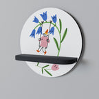 GARDEN JOY Round Art Shelf In Black Finish