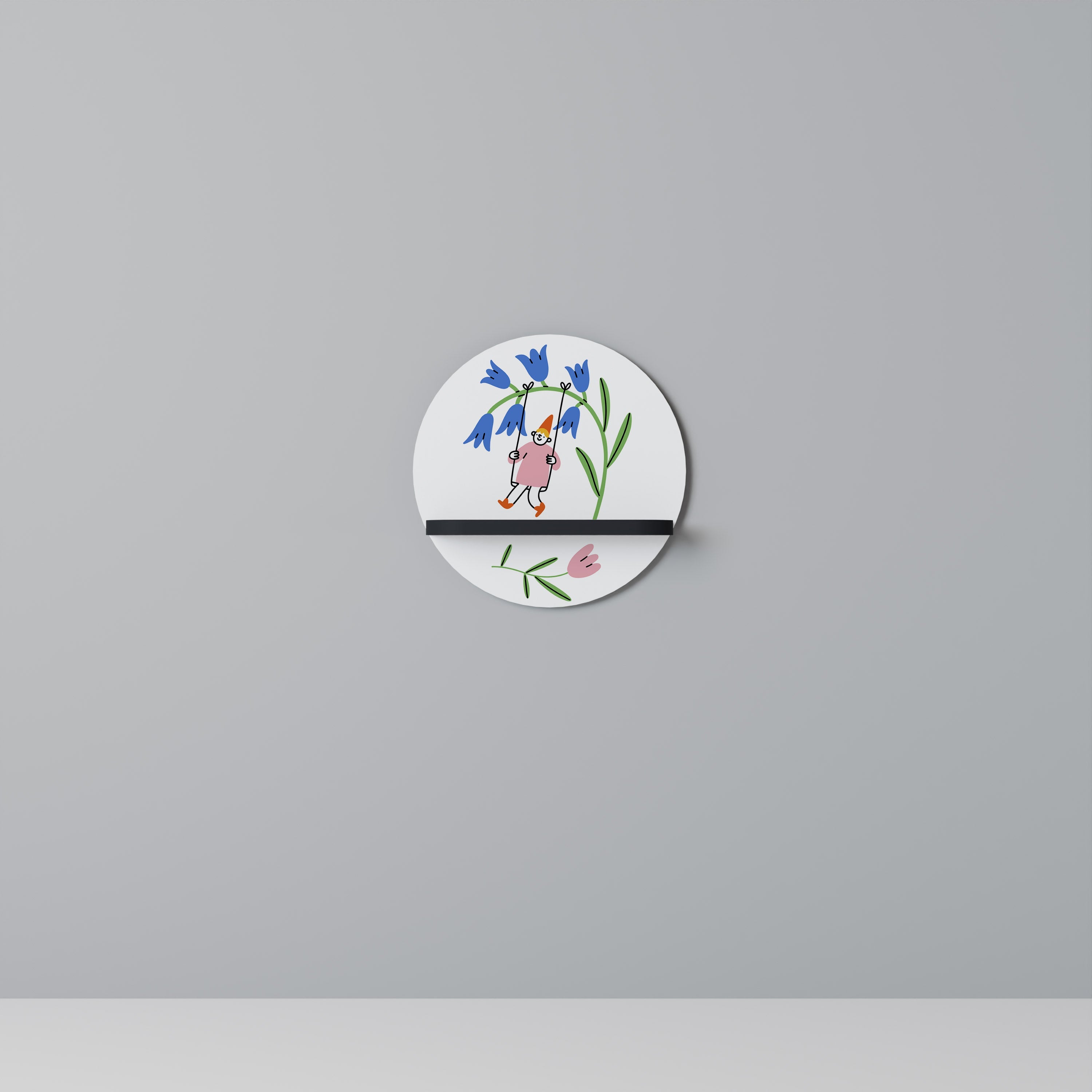 GARDEN JOY Round Art Shelf In Black Finish