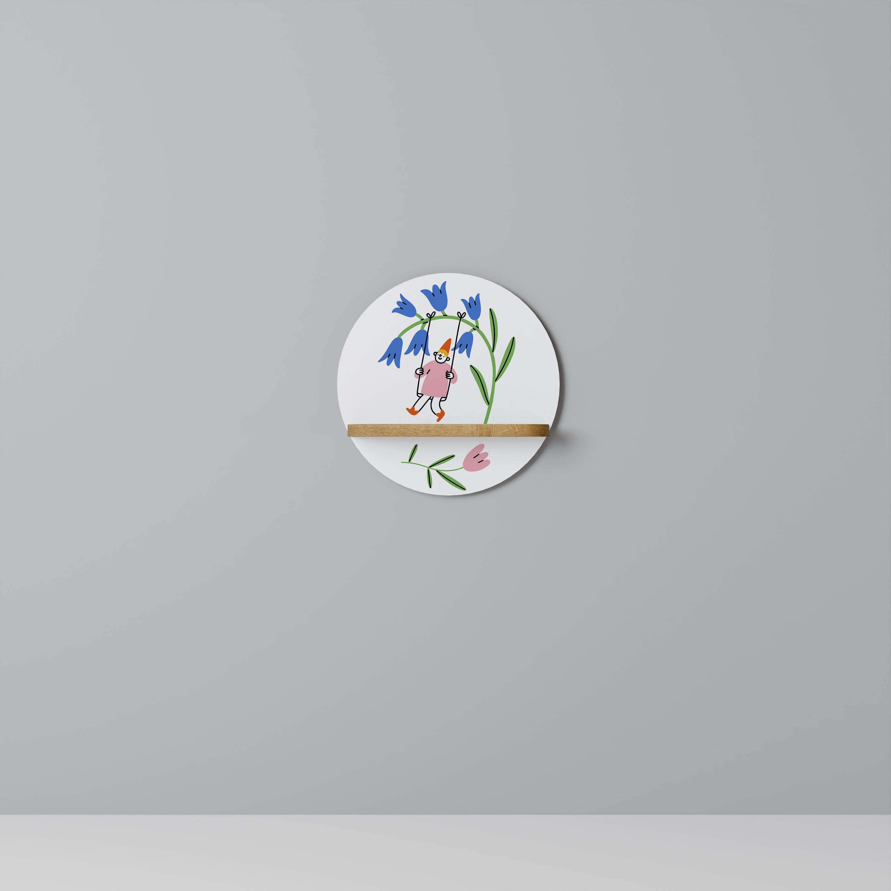 GARDEN JOY Prateleira Redonda Decorativa em Efeito Carvalho