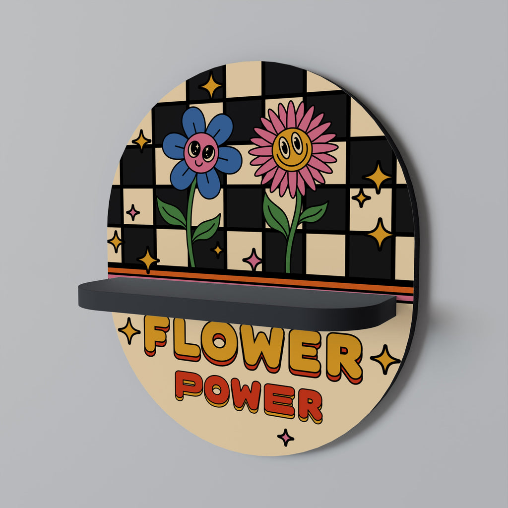 FLOWER POWER Prateleira Oval Decorativa em Acabamento Preto