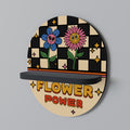 FLOWER POWER Prateleira Oval Decorativa em Acabamento Preto