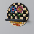 FLOWER POWER Round Art Shelf In Black Finish