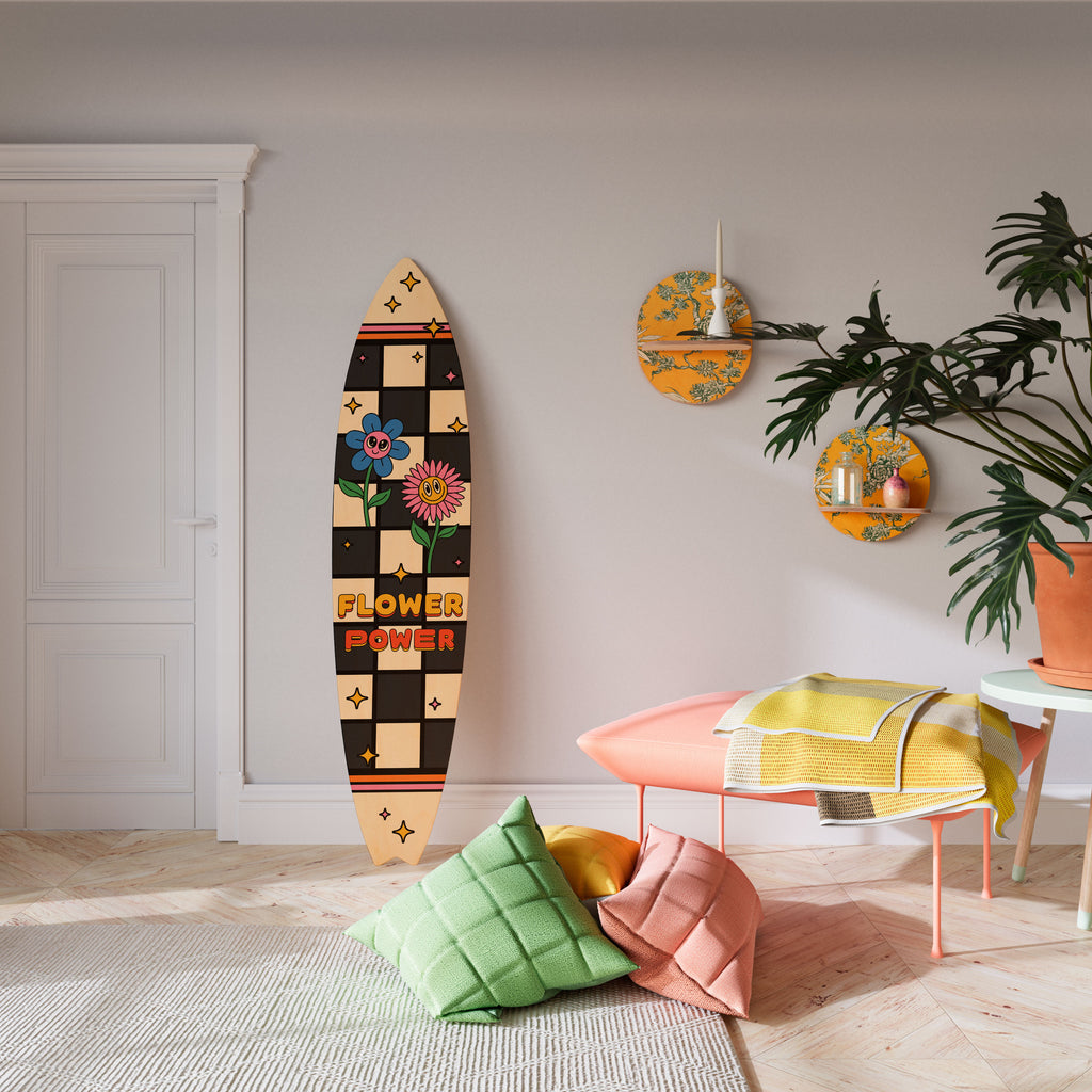 FLOWER POWER Painel Decorativo Prancha de Surf