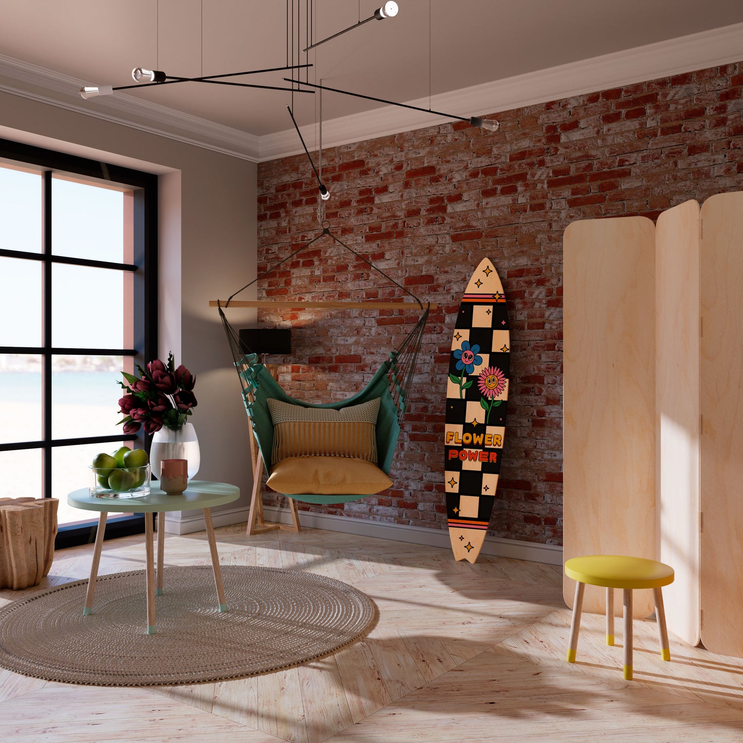 FLOWER POWER Surfboard Decorative Panel