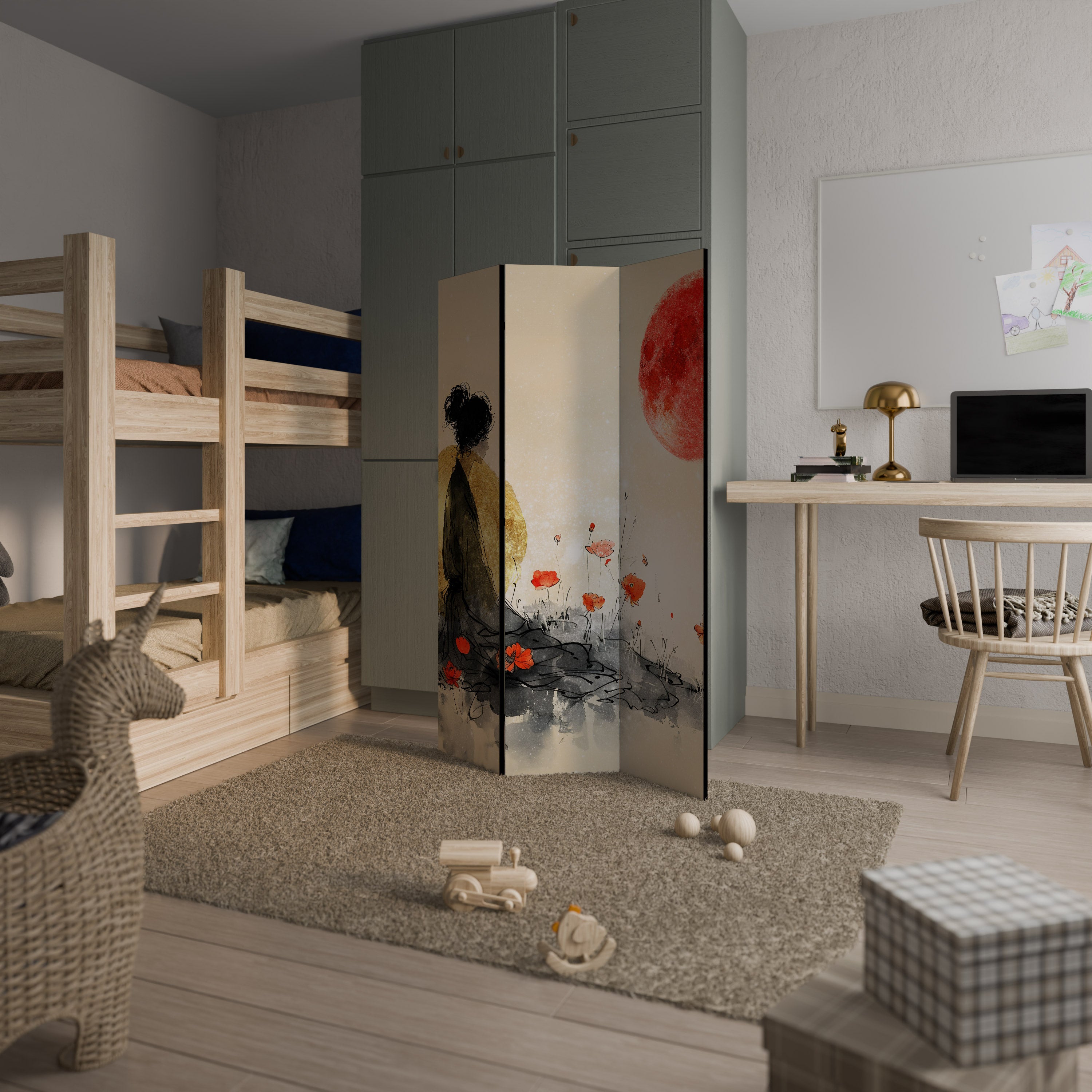 GOLDEN GLOW MEDITATION 3-Panel Room Divider