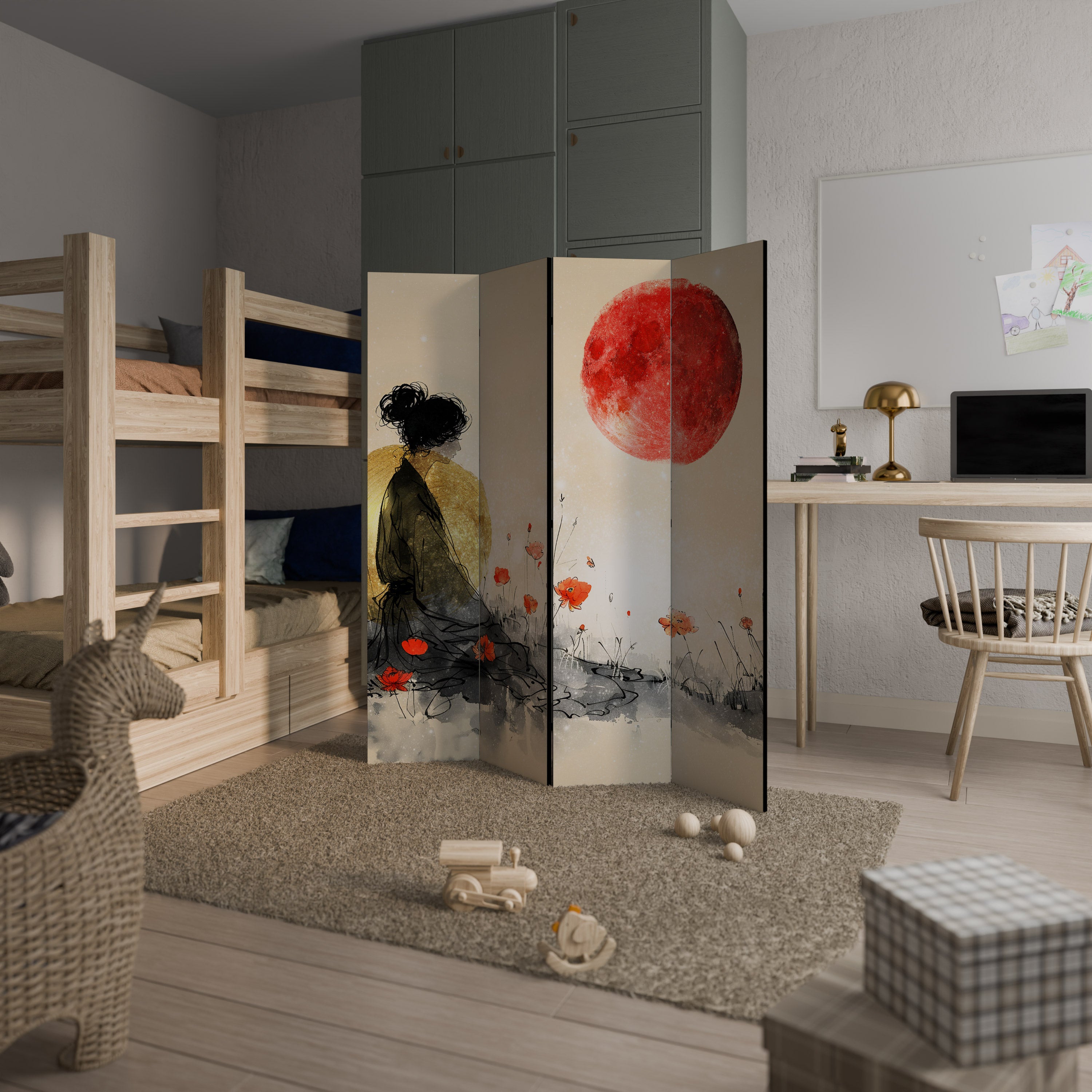 GOLDEN GLOW MEDITATION Biombo de 4 Painéis