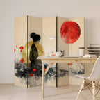 GOLDEN GLOW MEDITATION Biombo Decorativo de 5 Painéis