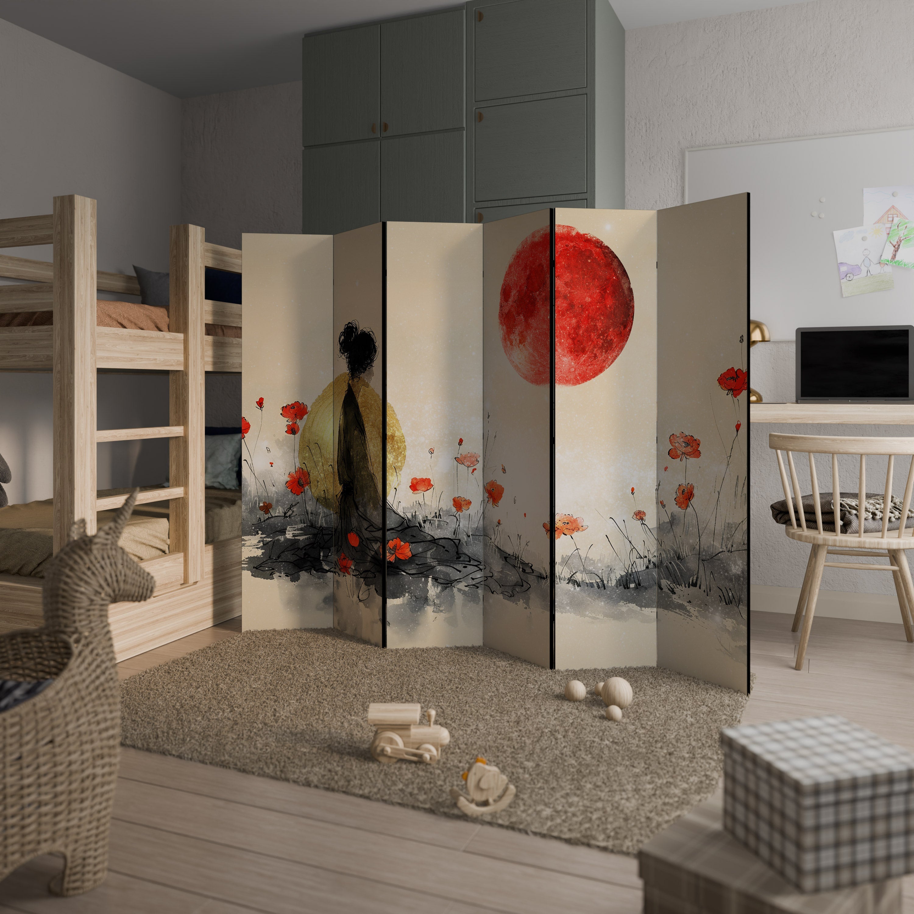 GOLDEN GLOW MEDITATION Biombo Decorativo de 6 Painéis