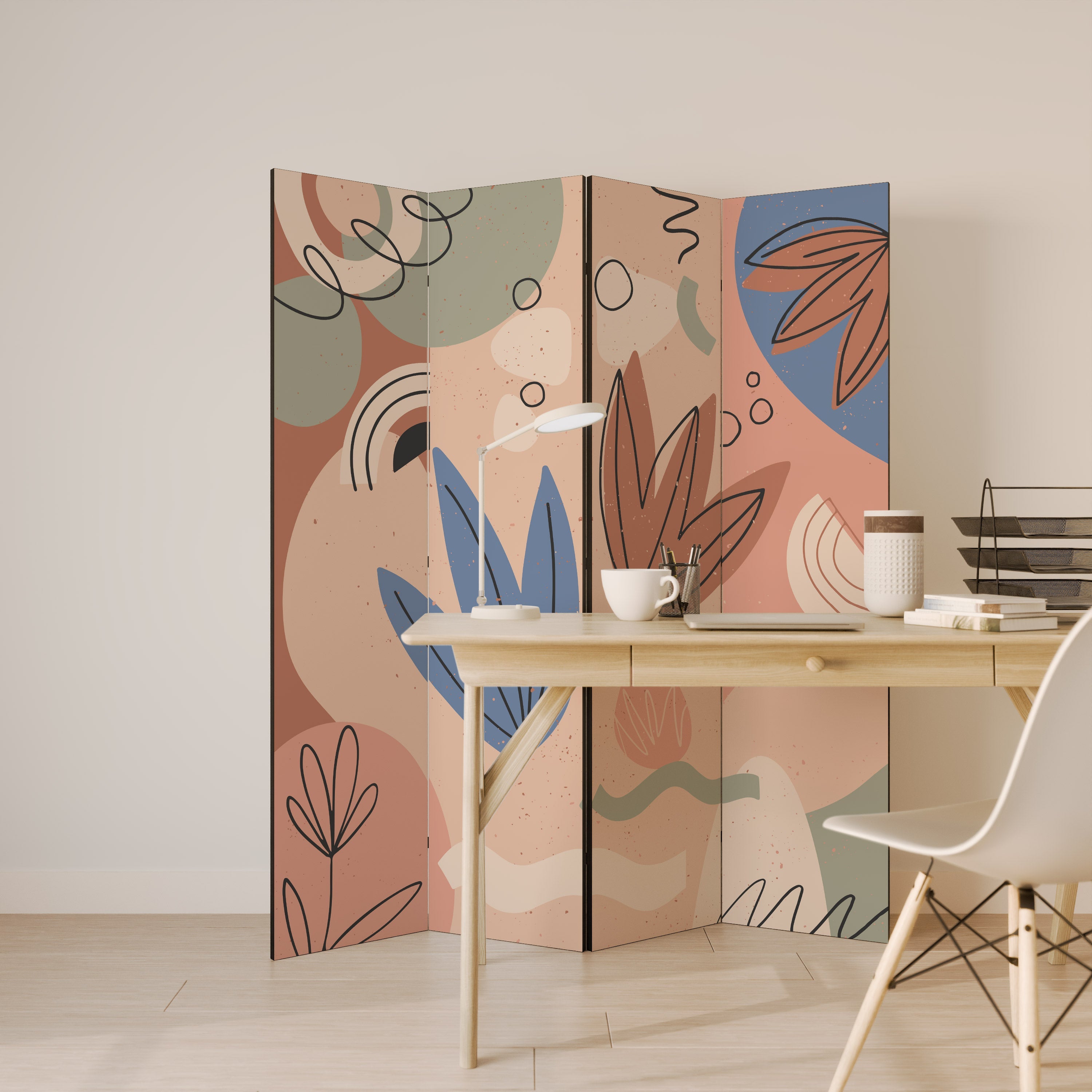 PASTEL DESTINY Biombo Decorativo de 4 Painéis