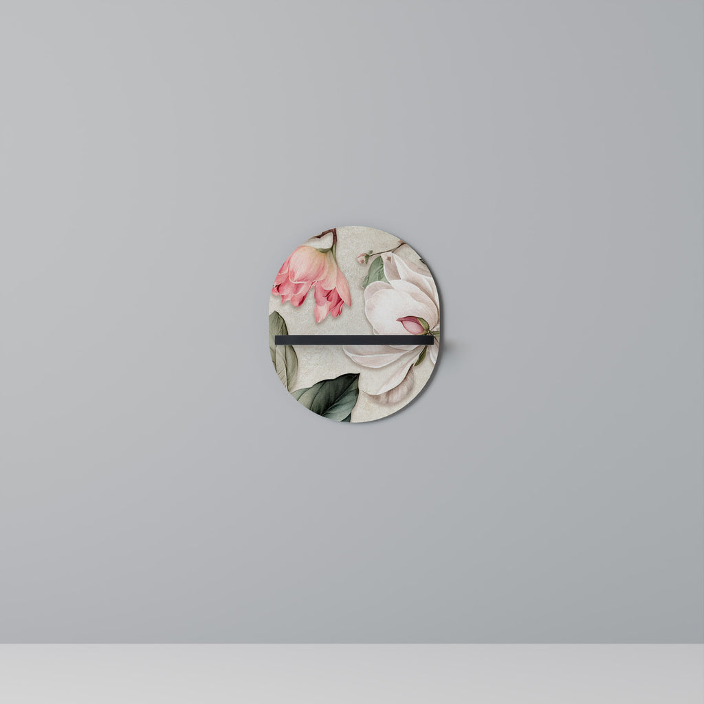 FLORAL GRACE Prateleira Oval Decorativa em Acabamento Preto