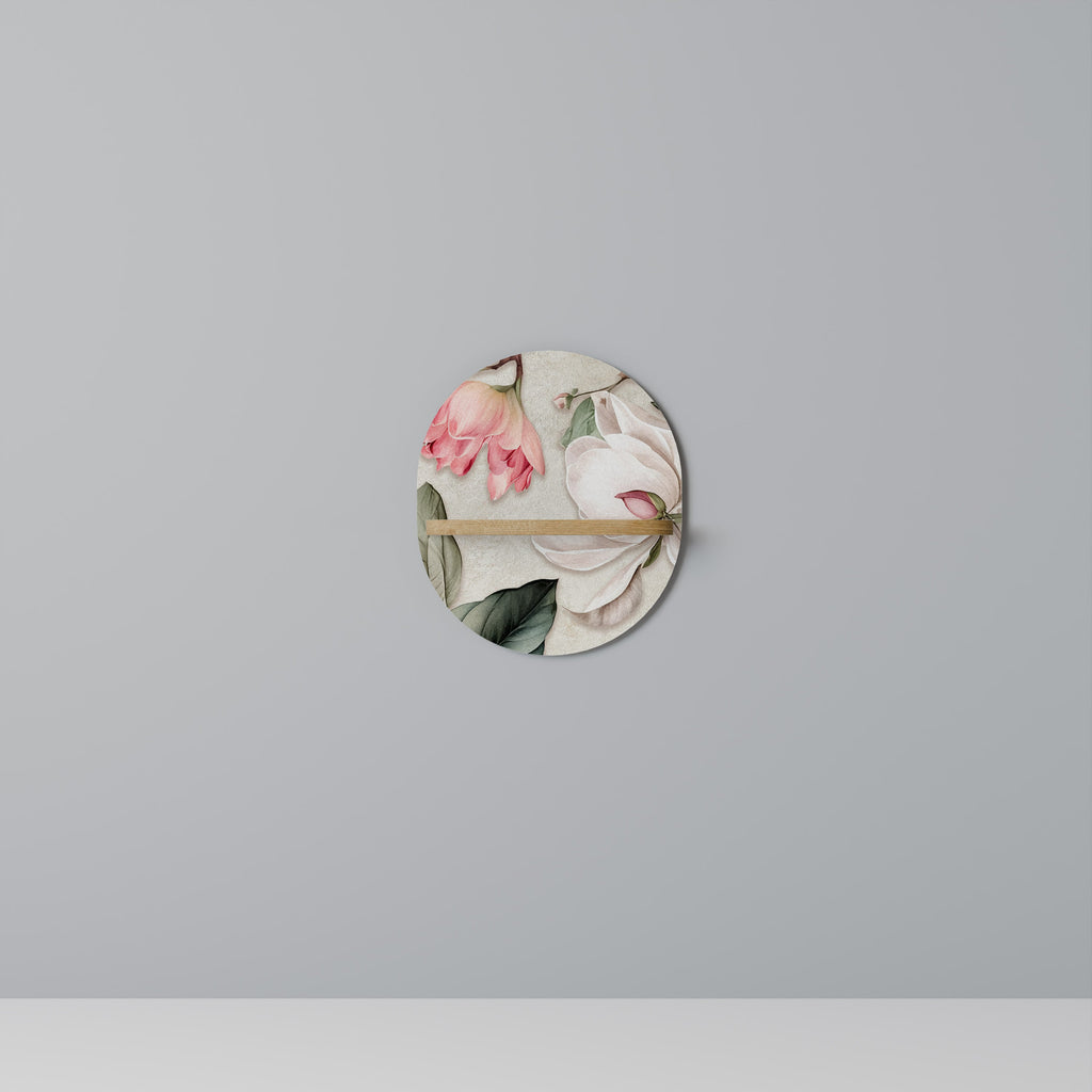 FLORAL GRACE Prateleira Oval Decorativa em Efeito Carvalho