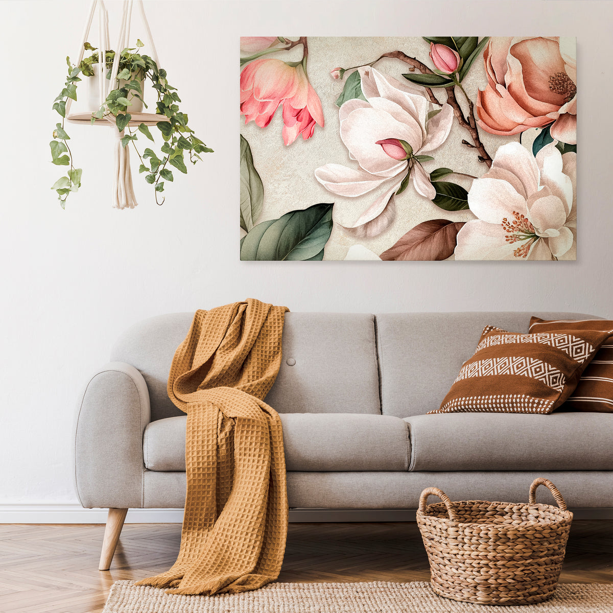 FLORAL GRACE Horizontal Canvas Print