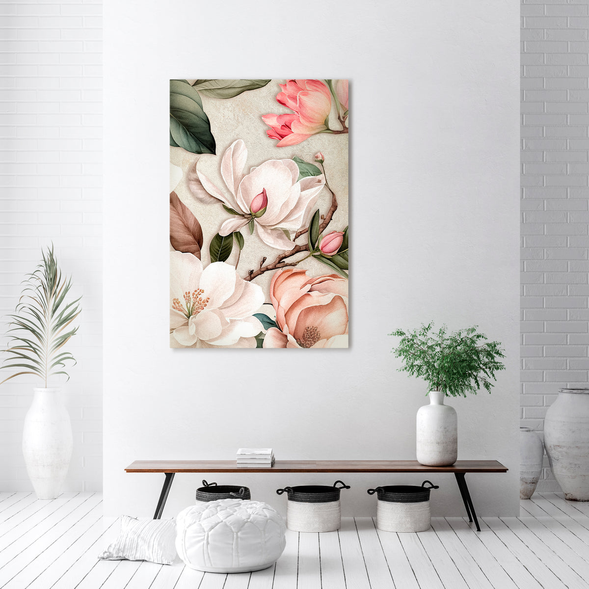 FLORAL GRACE Vertical Canvas Print