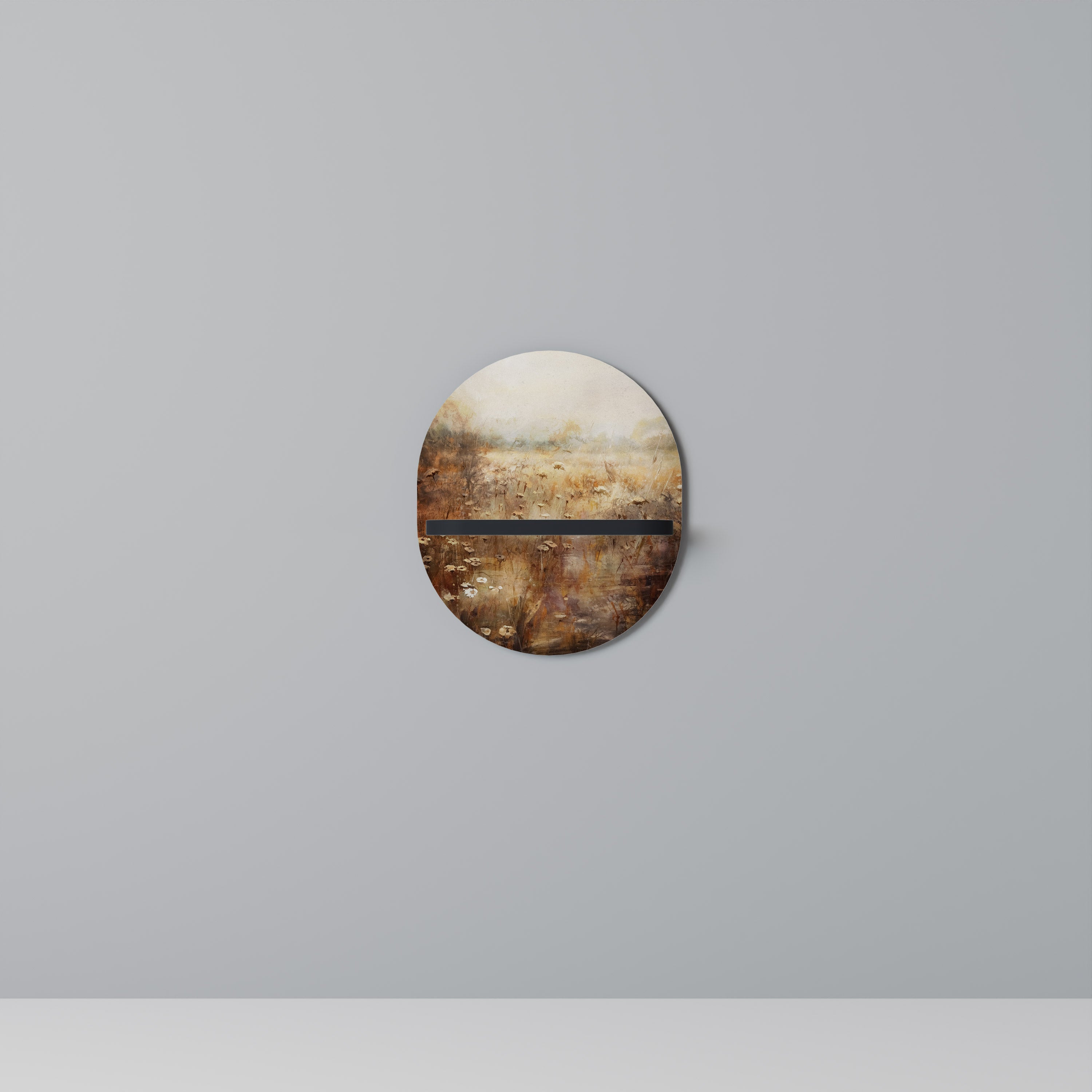 TRANQUIL FIELD Prateleira Oval Decorativa em Acabamento Preto