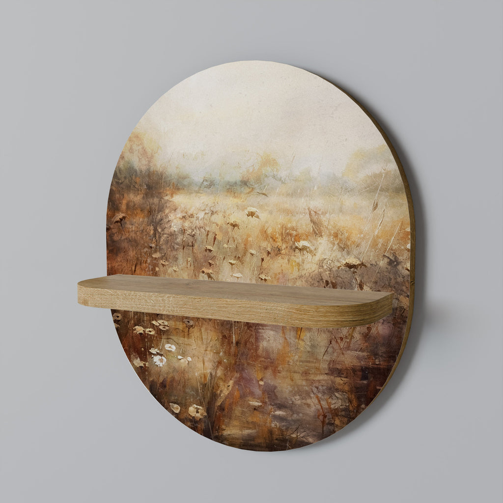 TRANQUIL FIELD Prateleira Oval Decorativa em Efeito Carvalho